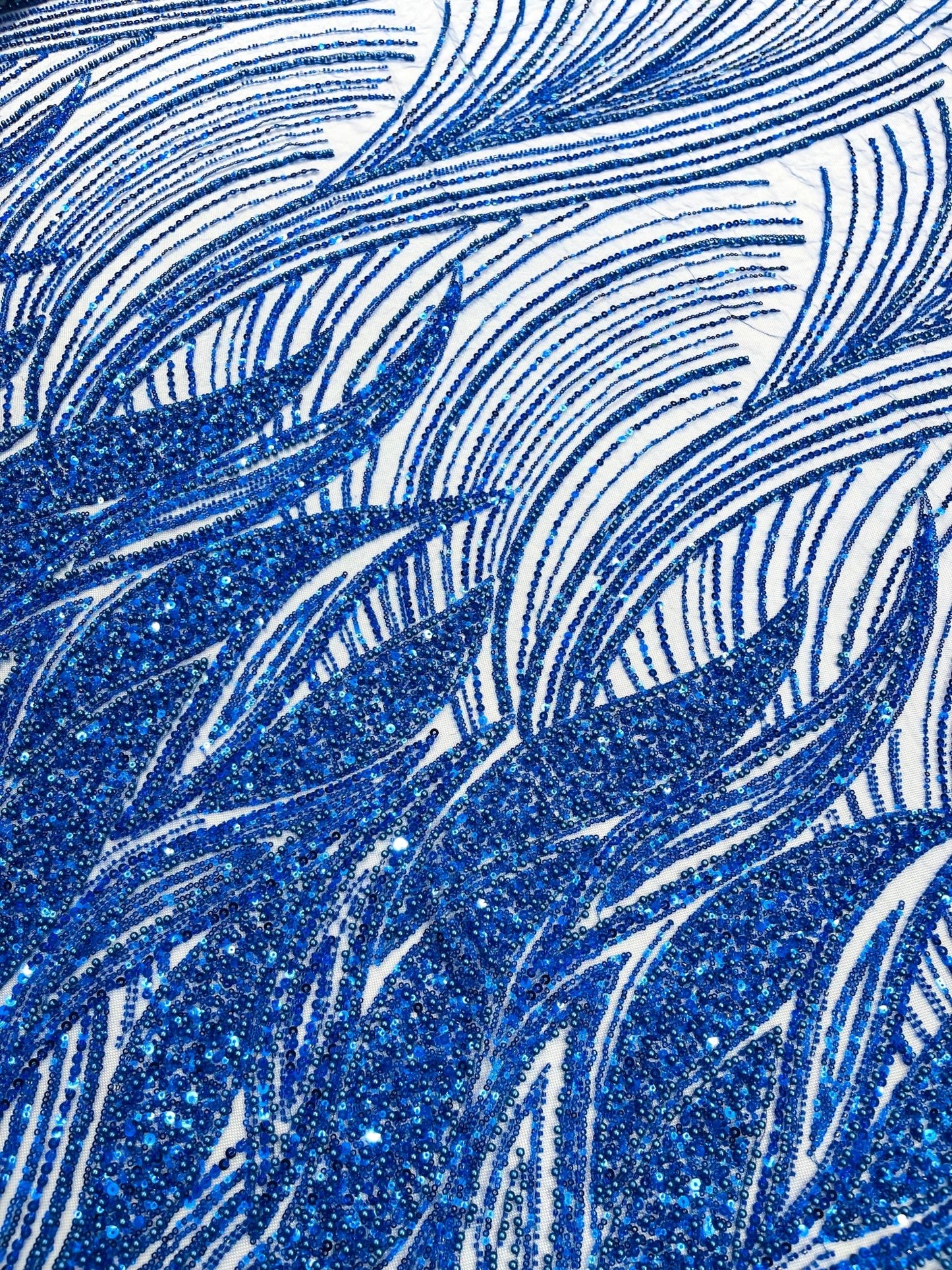 Flame Fashion Beaded Lace Fabric| Prom| Wedding| By The Yard. - New Creations Fabric & Foam Inc
