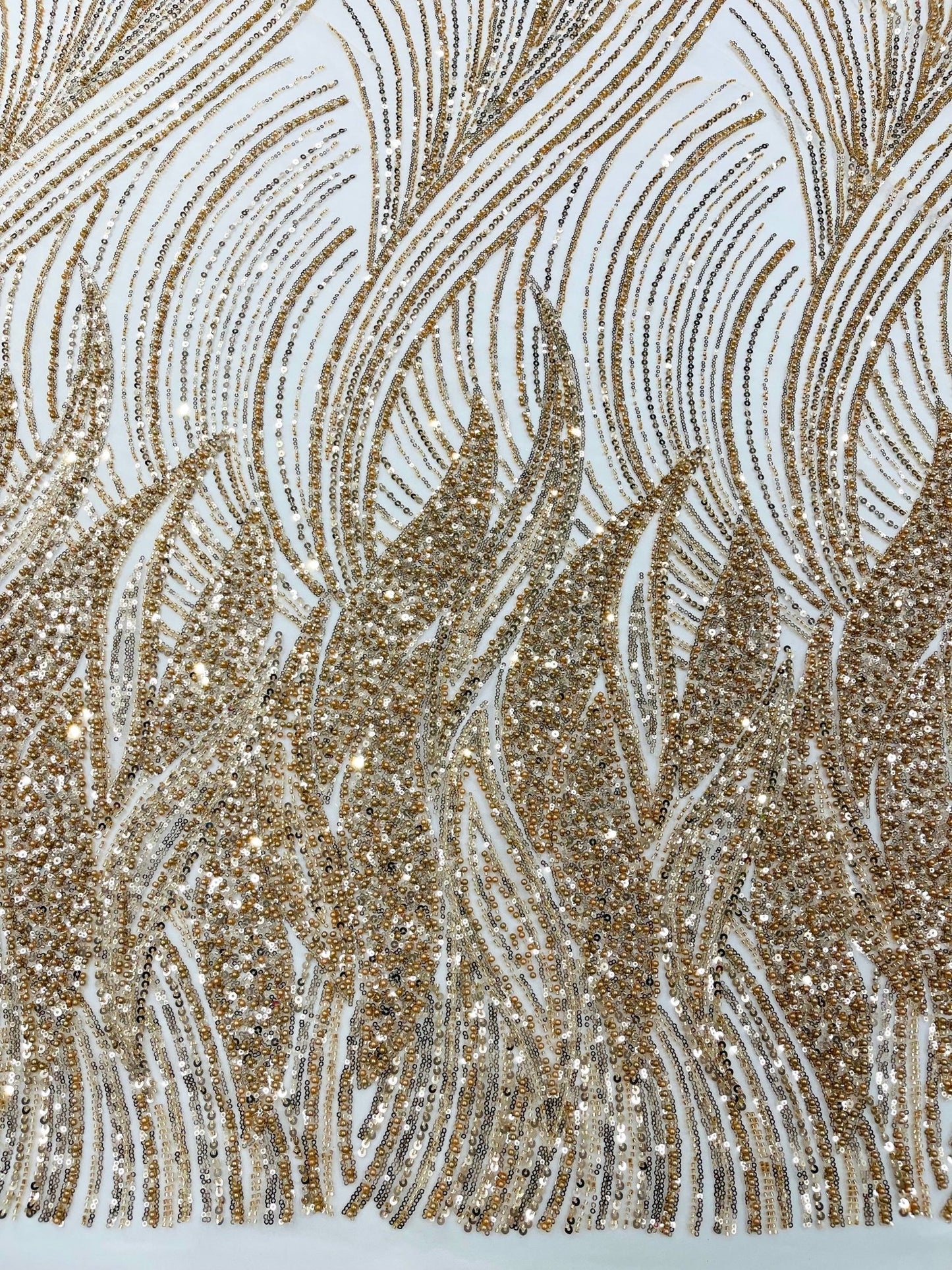 Flame Fashion Beaded Lace Fabric| Prom| Wedding| By The Yard. - New Creations Fabric & Foam Inc
