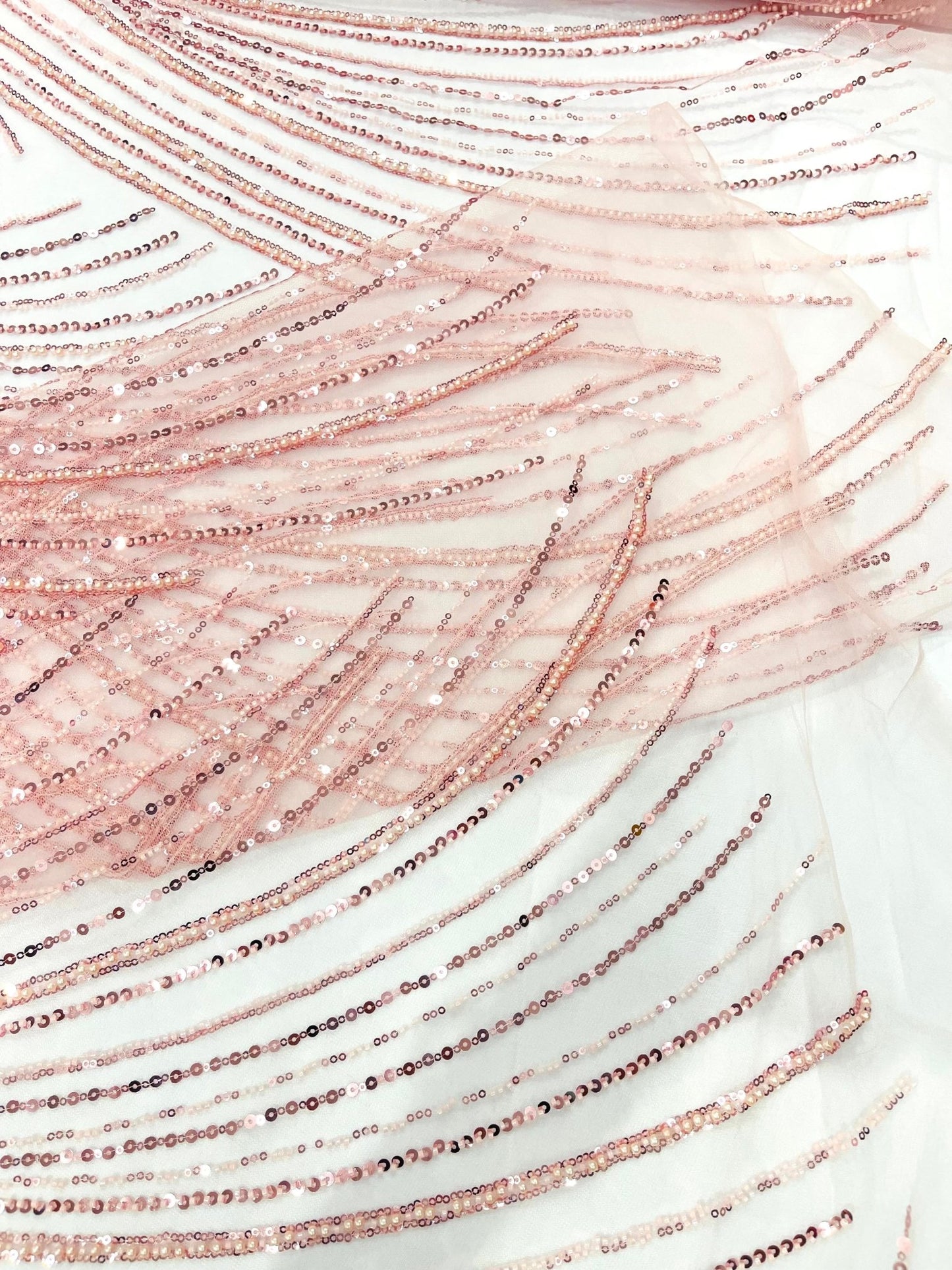 Flame Fashion Beaded Lace Fabric| Prom| Wedding| By The Yard. - New Creations Fabric & Foam Inc