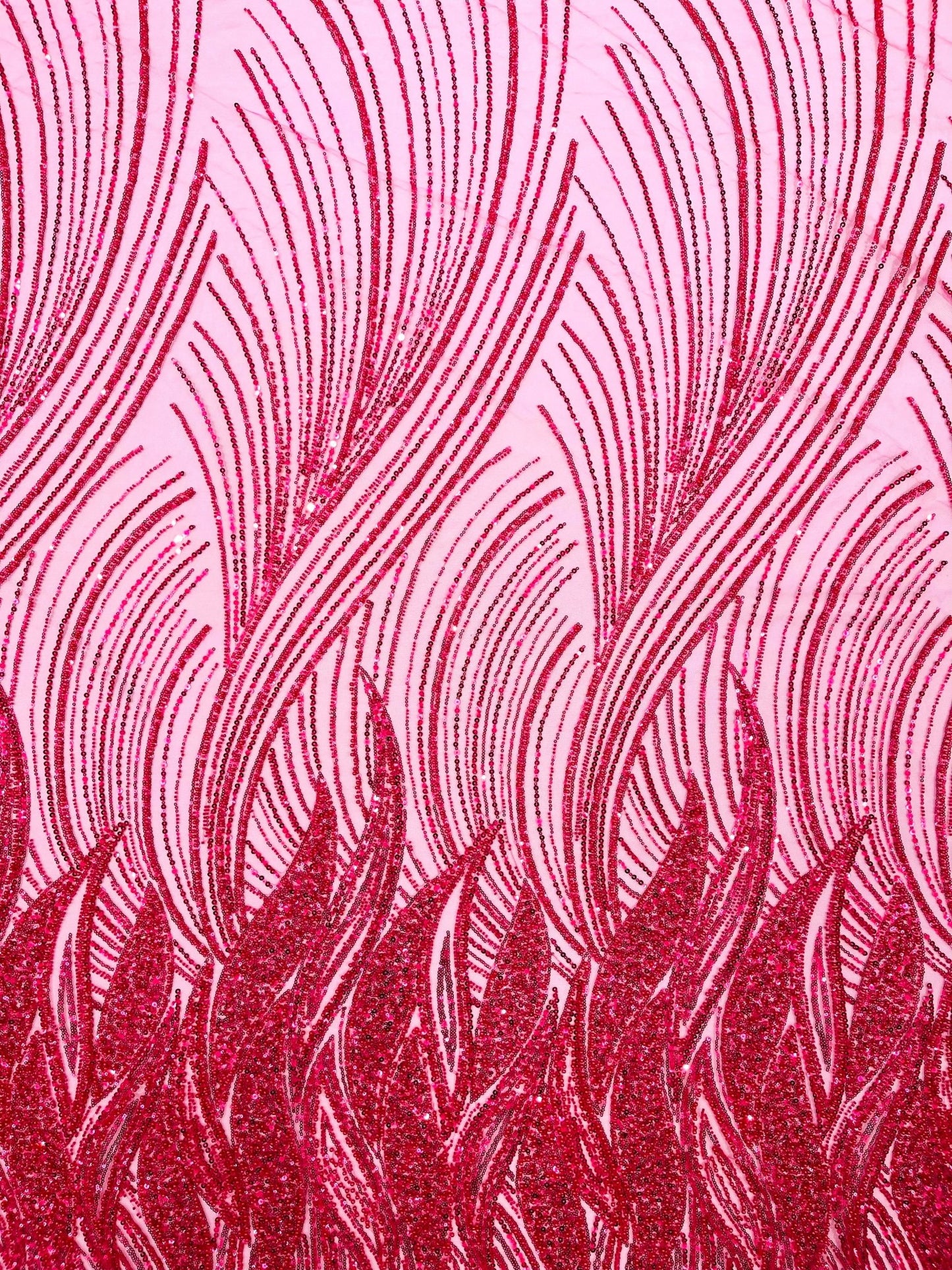 Flame Fashion Beaded Lace Fabric| Prom| Wedding| By The Yard. - New Creations Fabric & Foam Inc