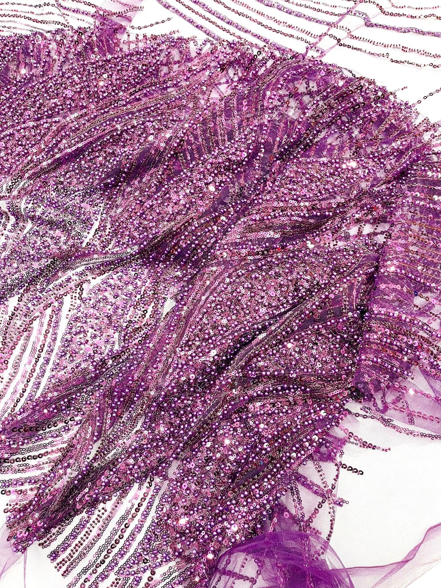 Flame Fashion Beaded Lace Fabric| Prom| Wedding| By The Yard. - New Creations Fabric & Foam Inc
