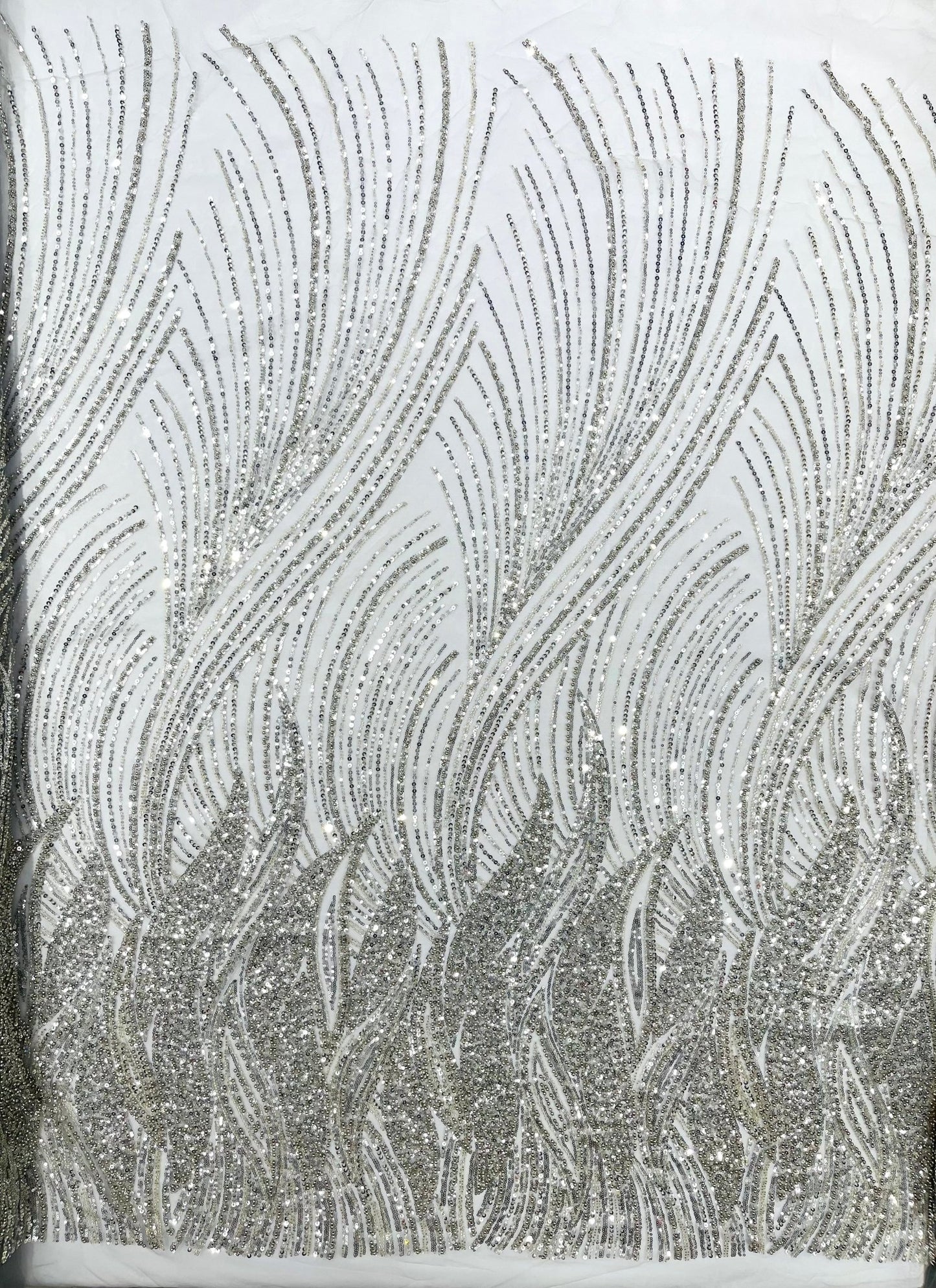 Flame Fashion Beaded Lace Fabric| Prom| Wedding| By The Yard. - New Creations Fabric & Foam Inc