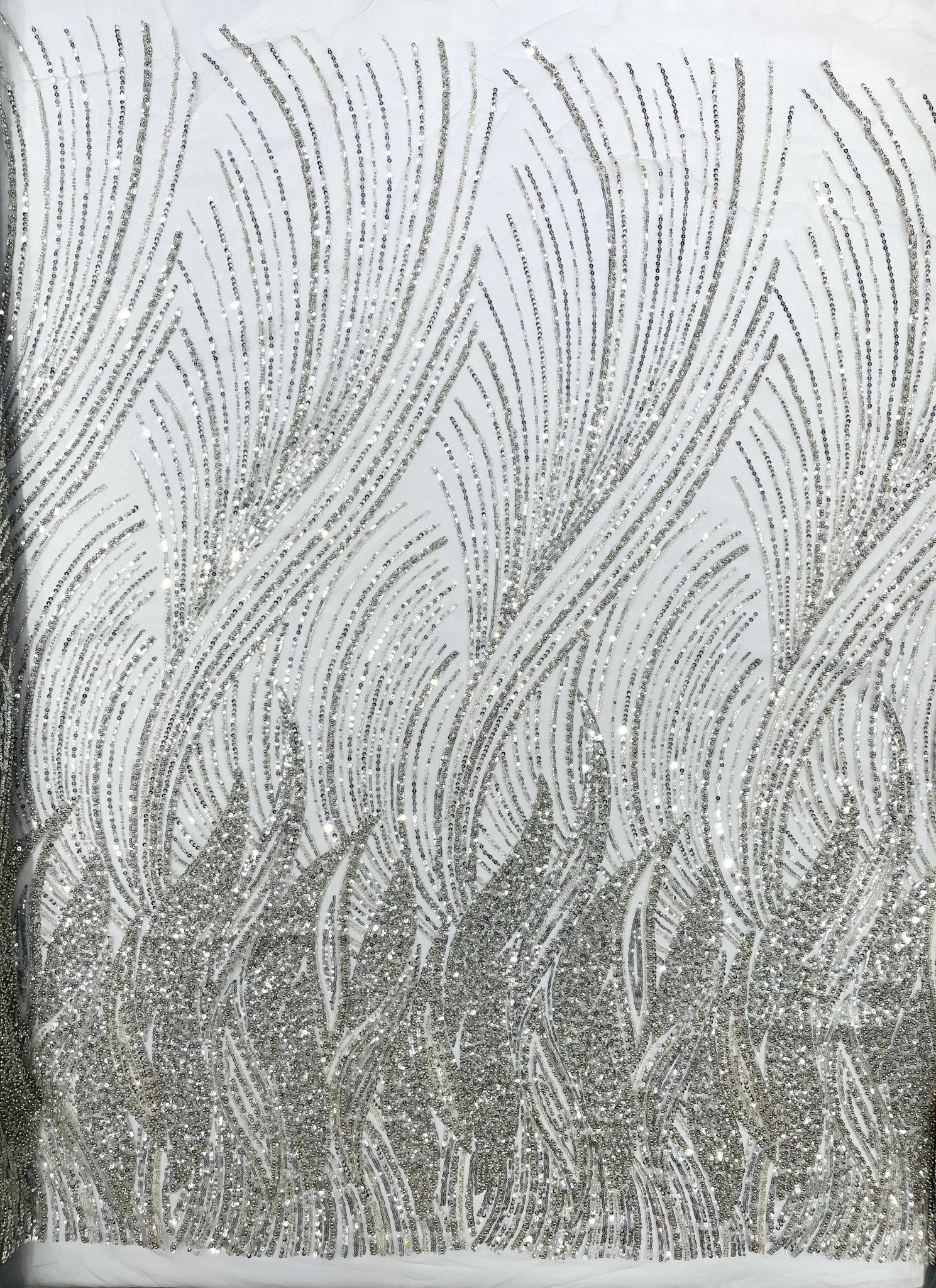 Flame Fashion Beaded Lace Fabric| Prom| Wedding| By The Yard. - New Creations Fabric & Foam Inc