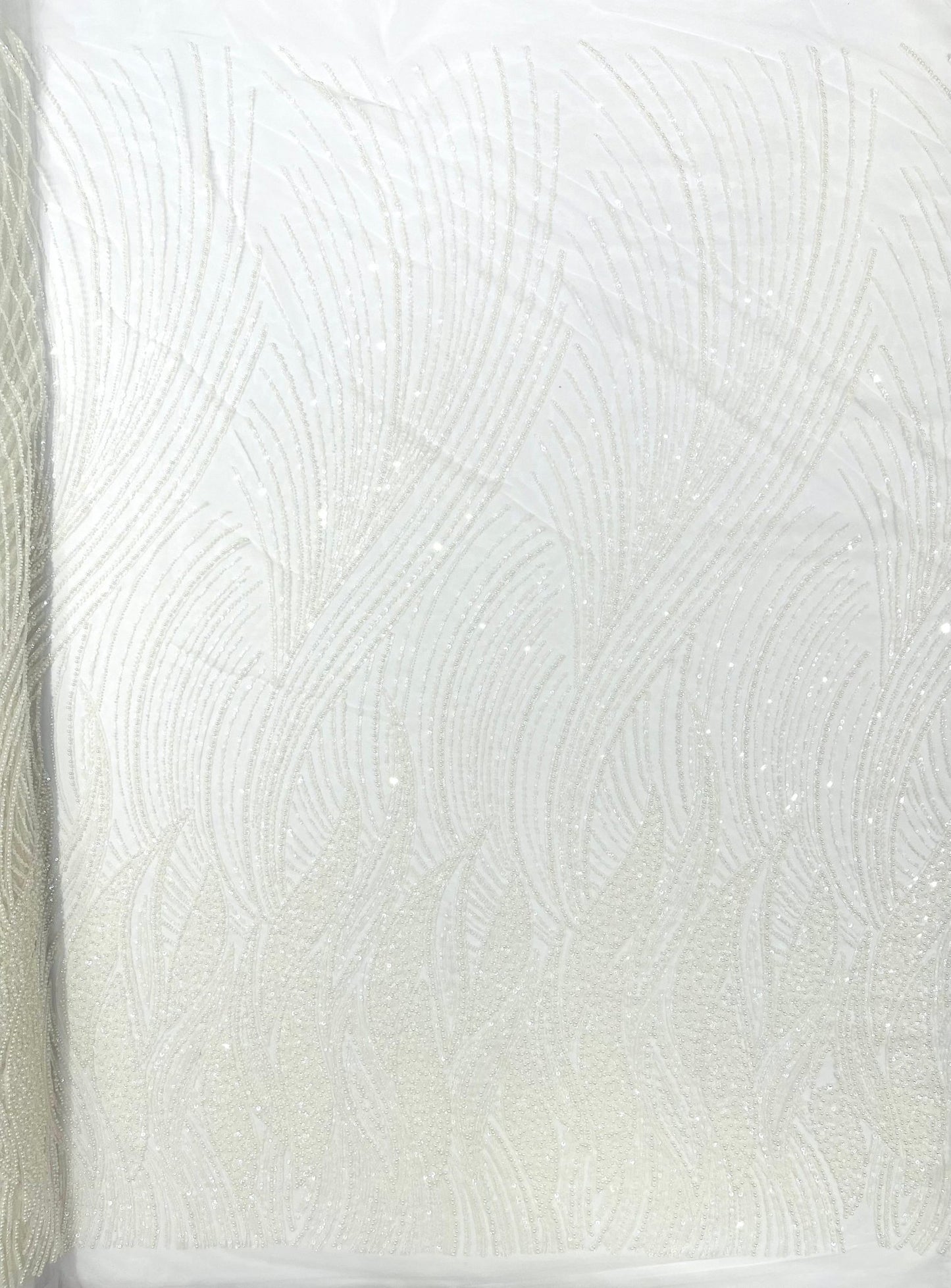 Flame Fashion Beaded Lace Fabric| Prom| Wedding| By The Yard. - New Creations Fabric & Foam Inc