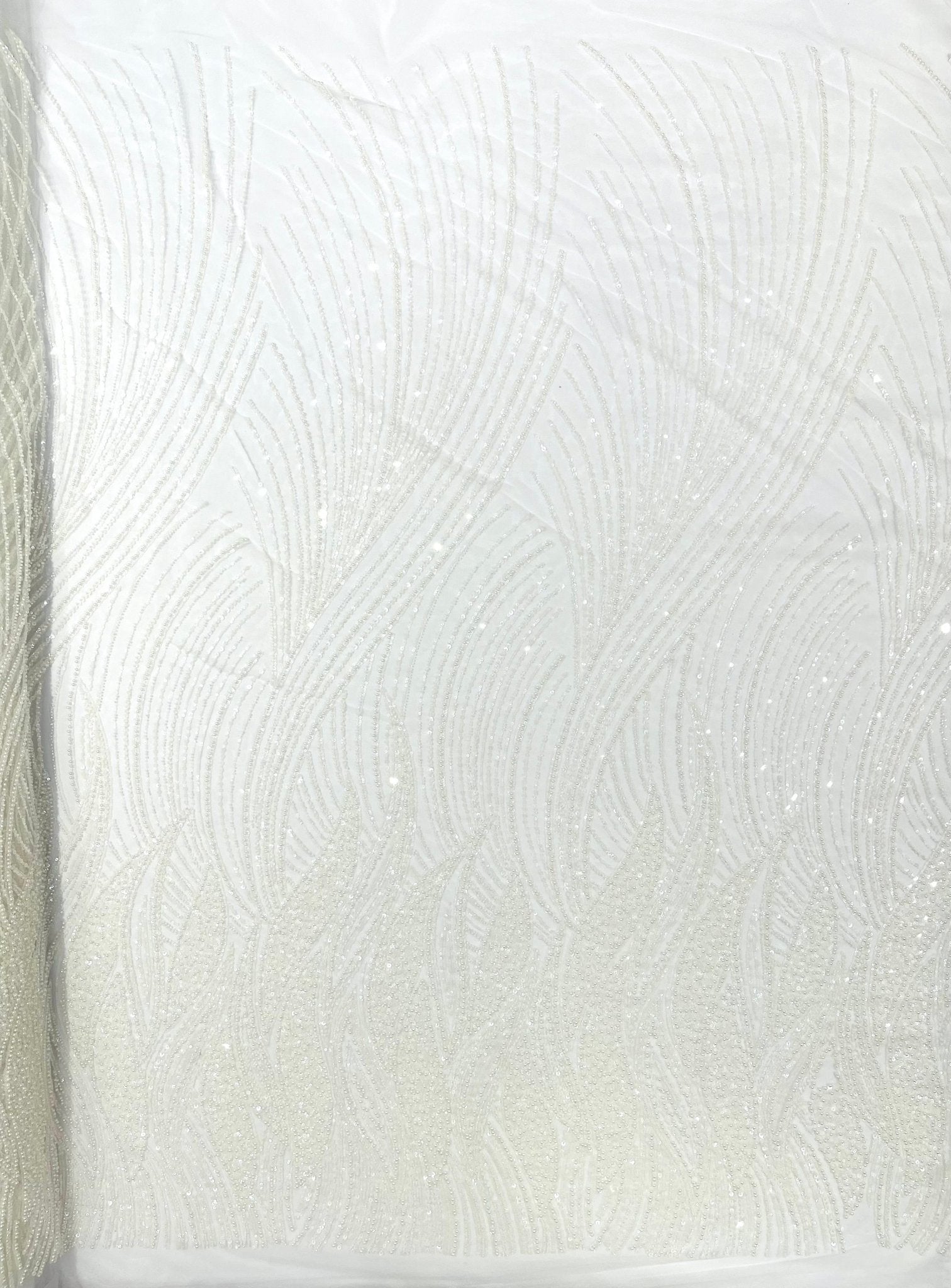 Flame Fashion Beaded Lace Fabric| Prom| Wedding| By The Yard. - New Creations Fabric & Foam Inc