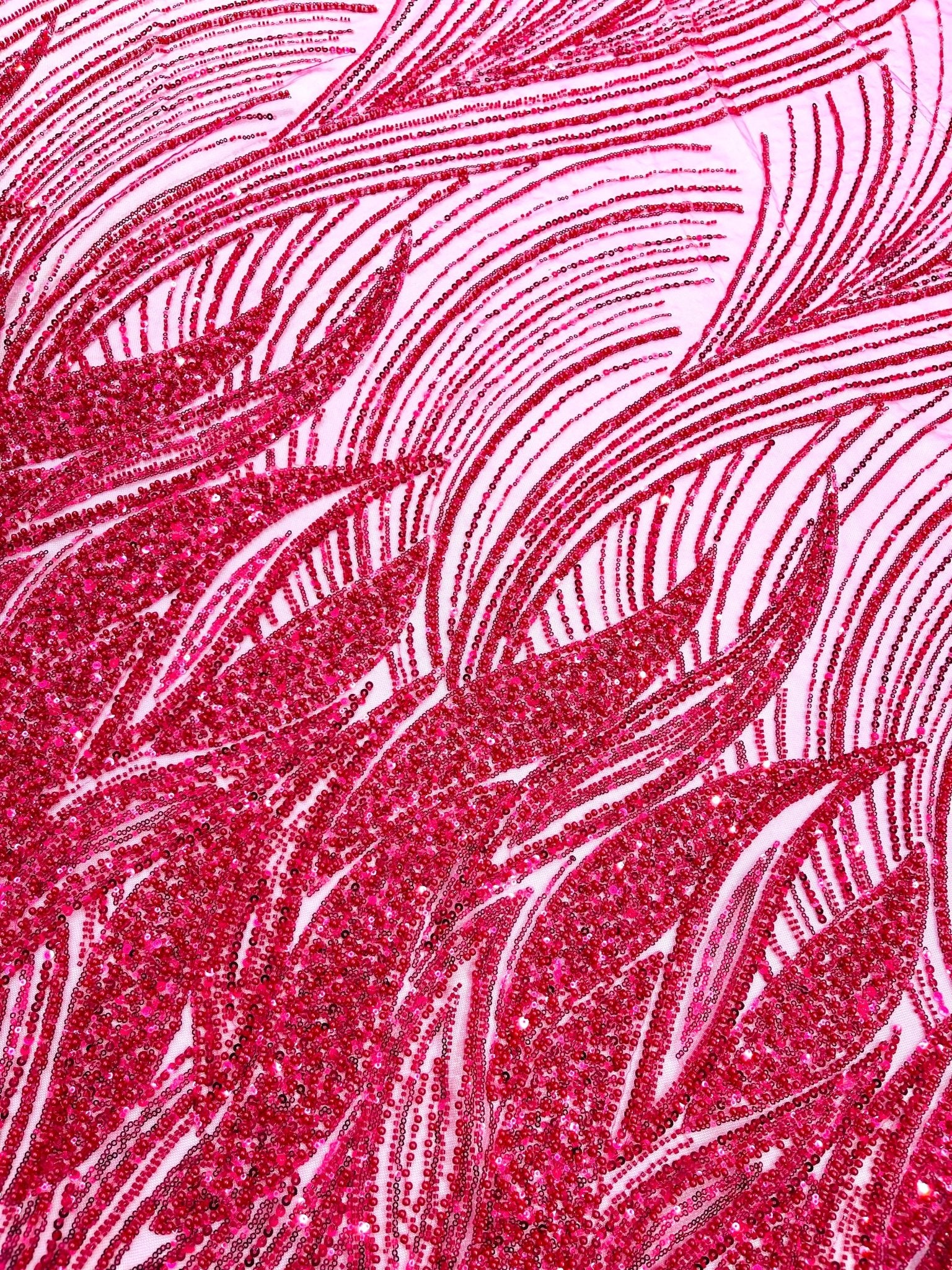 Flame Fashion Beaded Lace Fabric| Prom| Wedding| By The Yard. - New Creations Fabric & Foam Inc