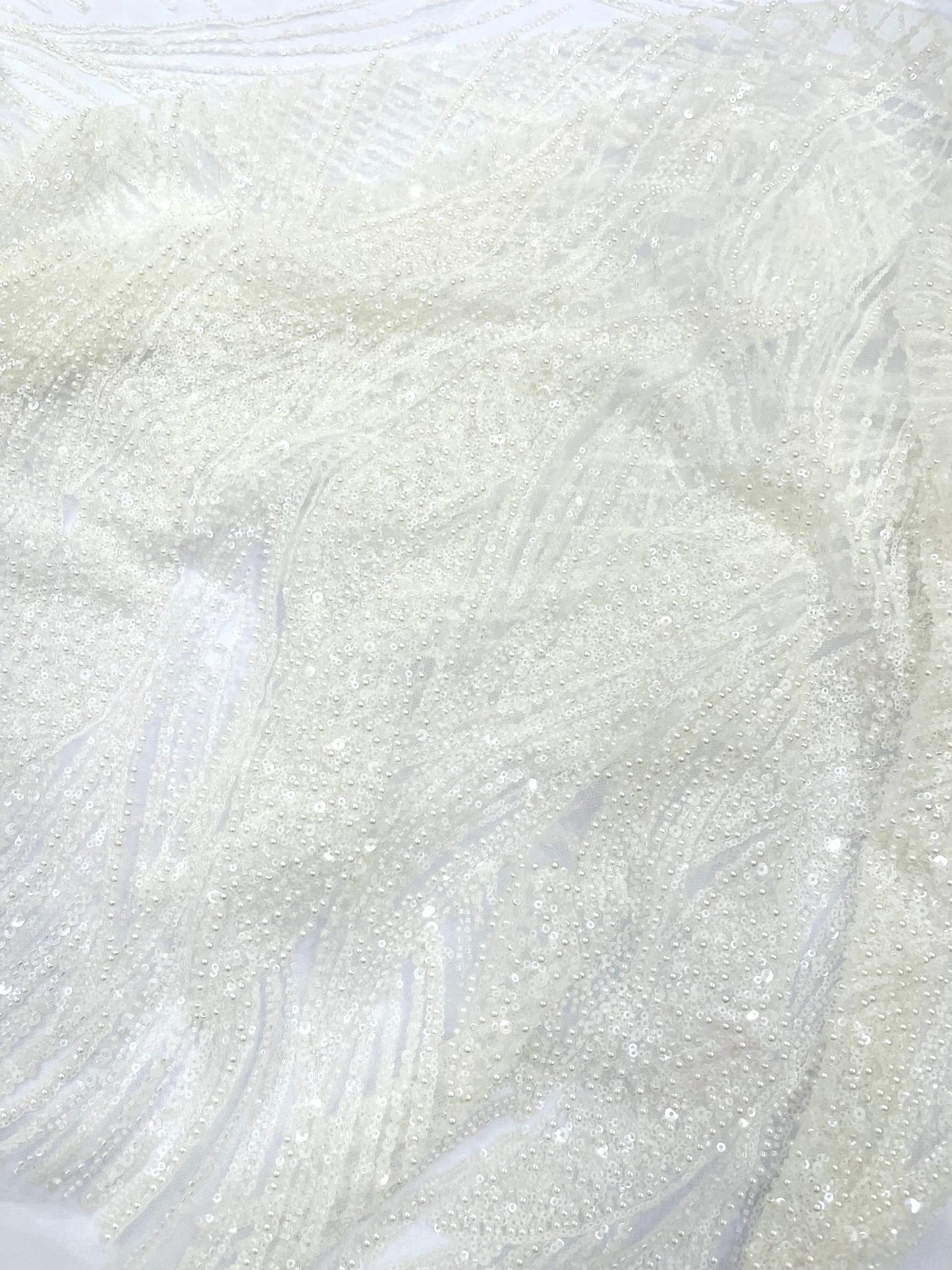 Flame Fashion Beaded Lace Fabric| Prom| Wedding| By The Yard. - New Creations Fabric & Foam Inc