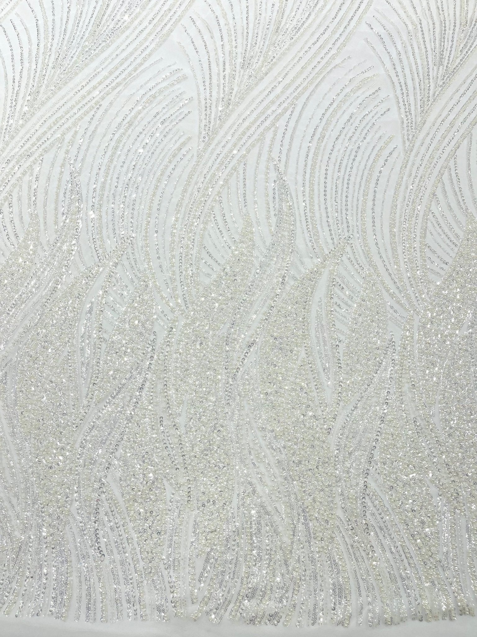 Flame Fashion Beaded Lace Fabric| Prom| Wedding| By The Yard. - New Creations Fabric & Foam Inc