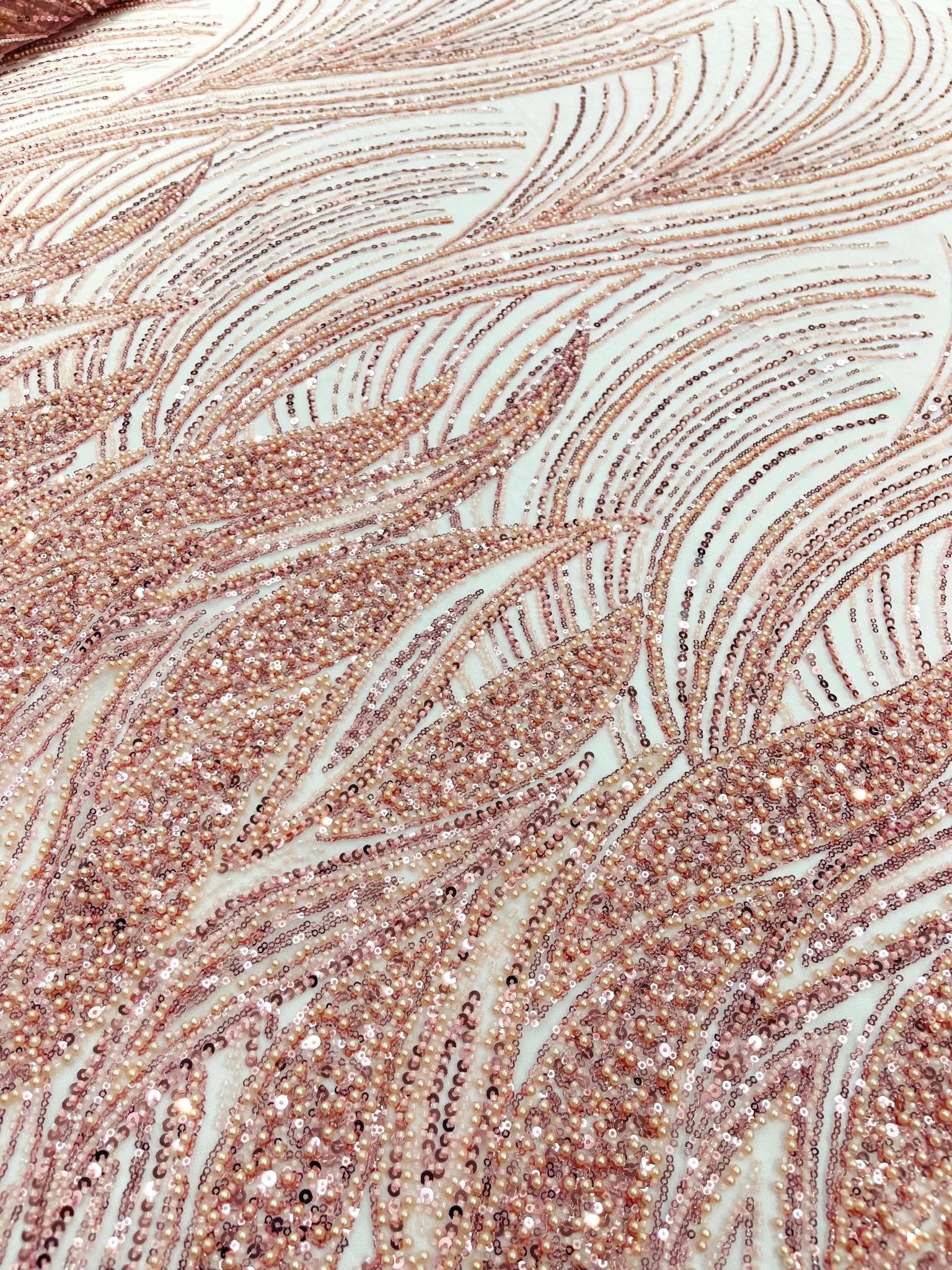 Flame Fashion Beaded Lace Fabric| Prom| Wedding| By The Yard. - New Creations Fabric & Foam Inc