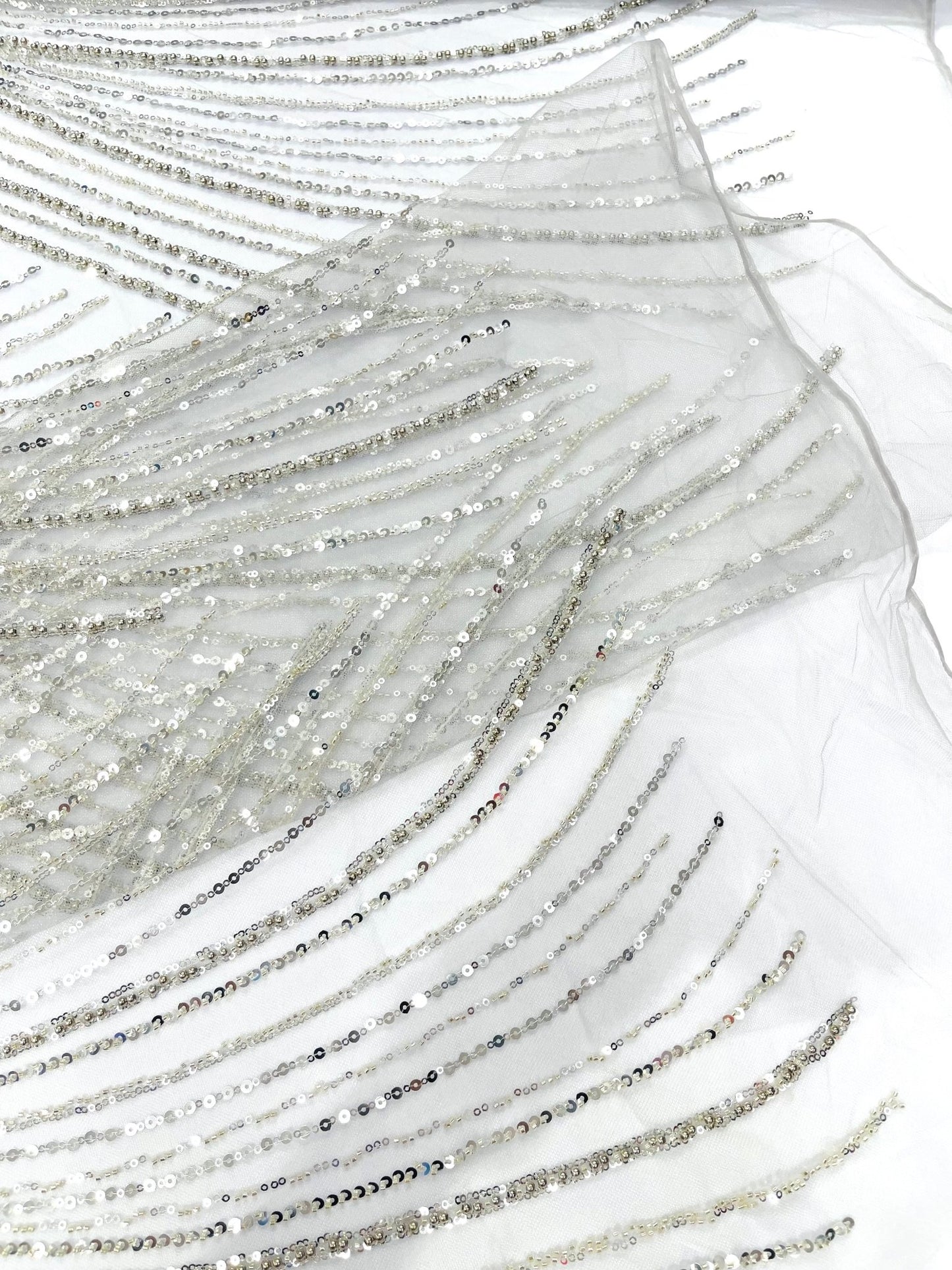 Flame Fashion Beaded Lace Fabric| Prom| Wedding| By The Yard. - New Creations Fabric & Foam Inc
