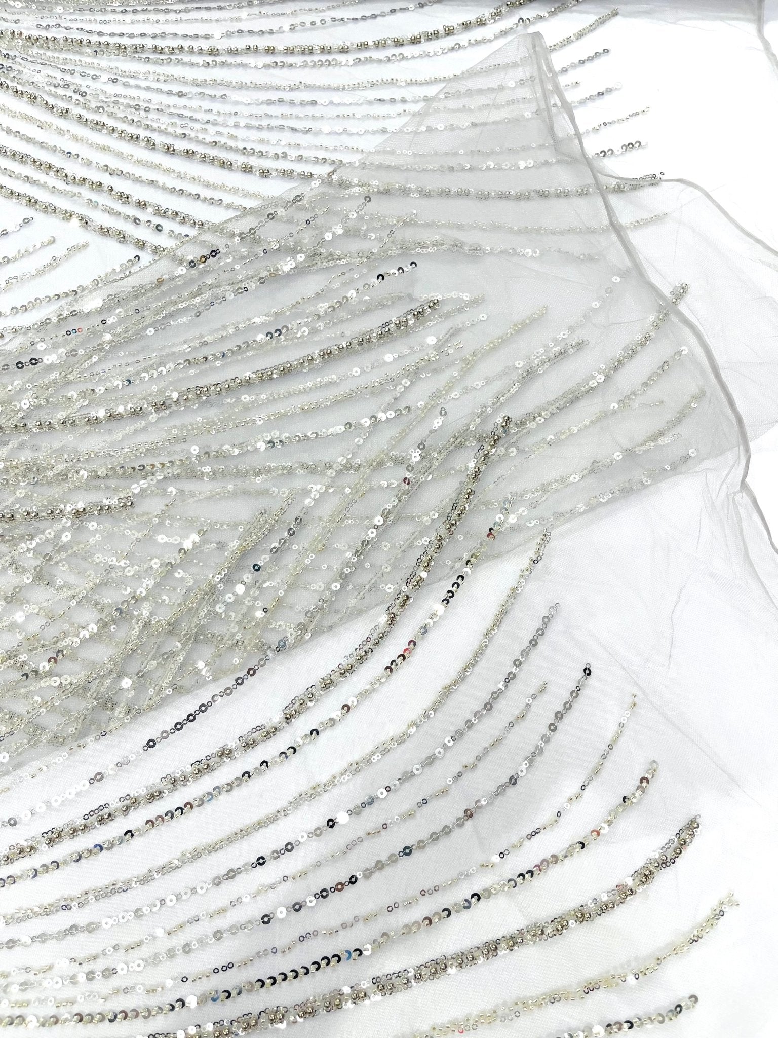 Flame Fashion Beaded Lace Fabric| Prom| Wedding| By The Yard. - New Creations Fabric & Foam Inc