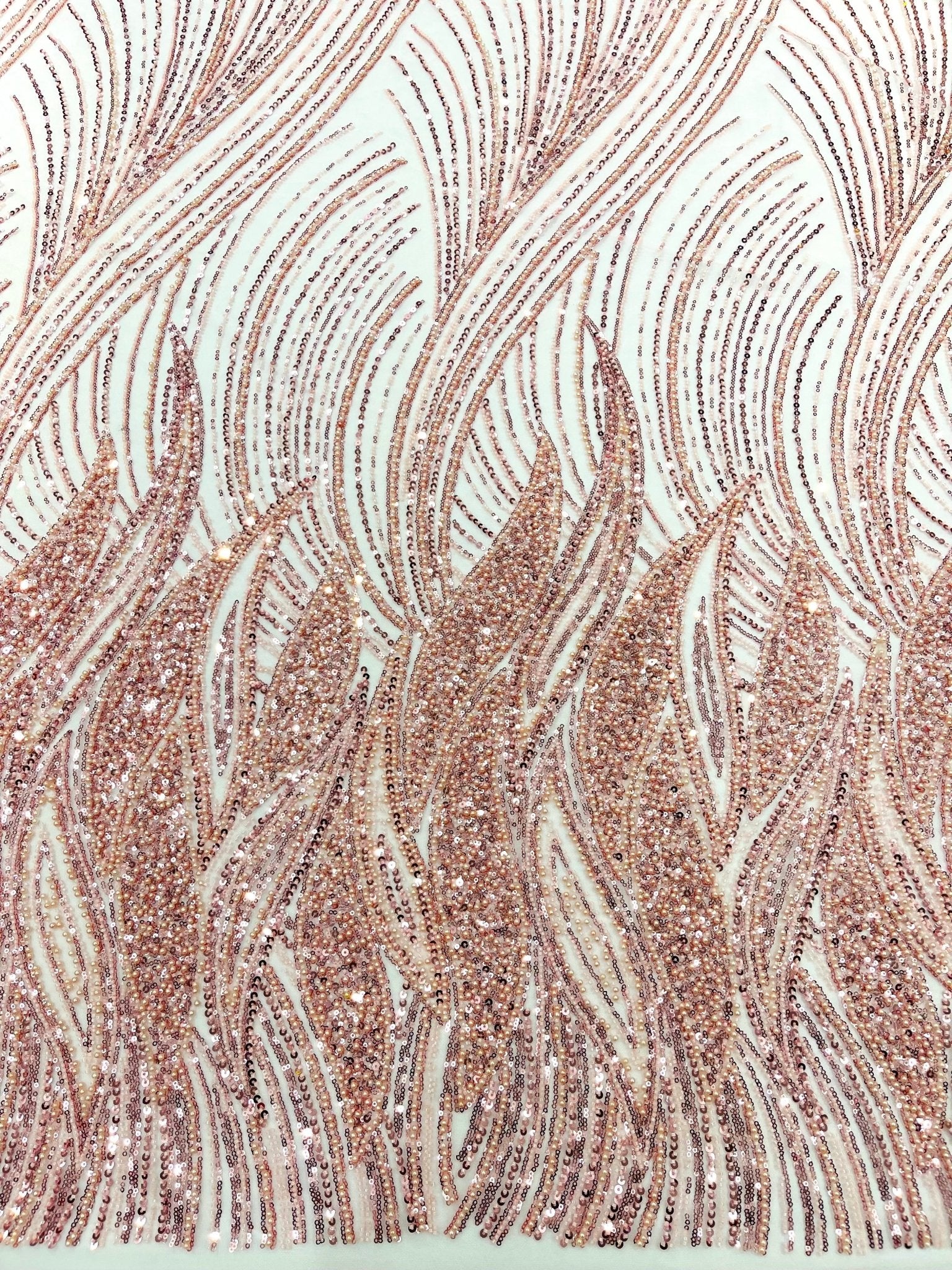 Flame Fashion Beaded Lace Fabric| Prom| Wedding| By The Yard. - New Creations Fabric & Foam Inc