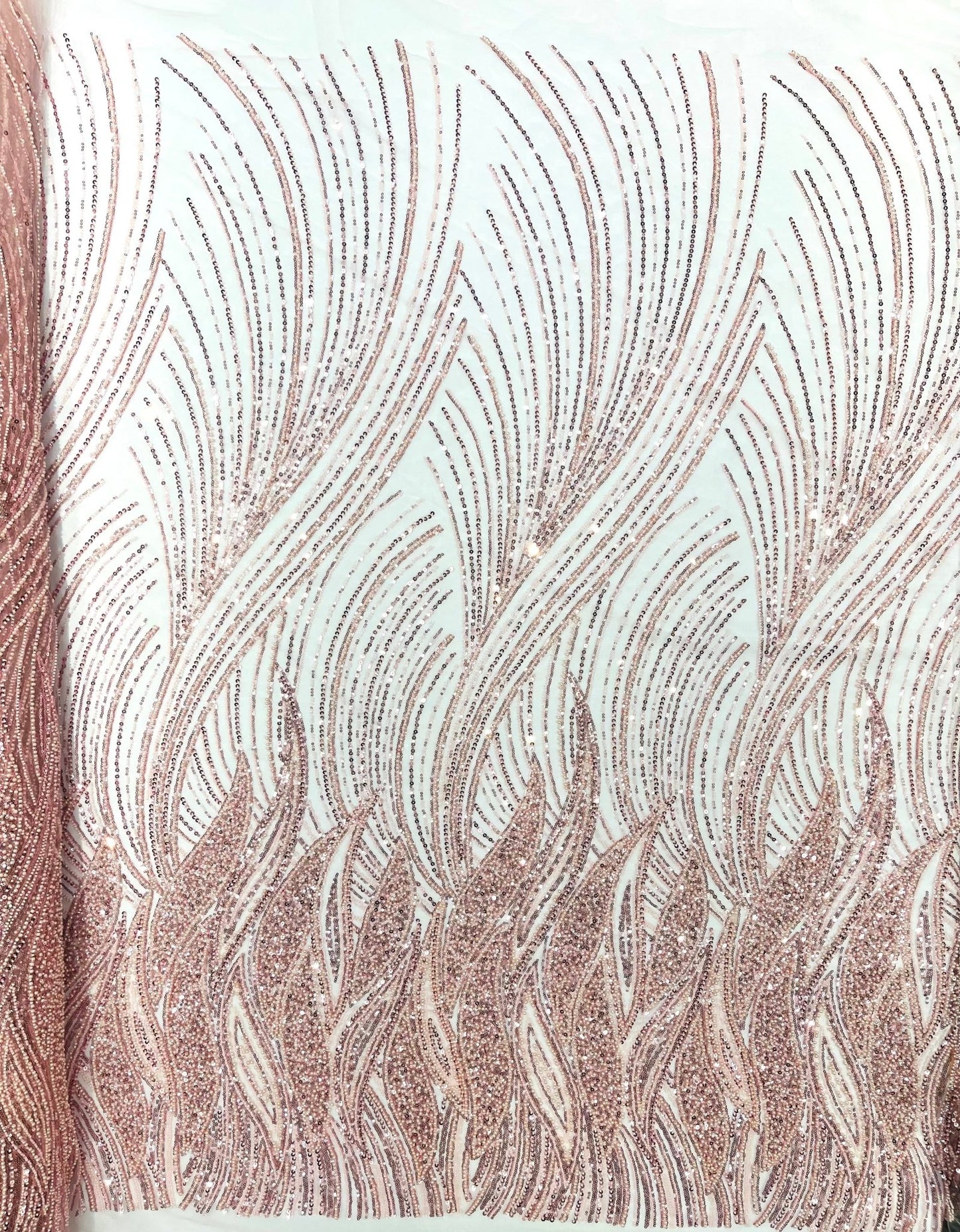 Flame Fashion Beaded Lace Fabric| Prom| Wedding| By The Yard. - New Creations Fabric & Foam Inc