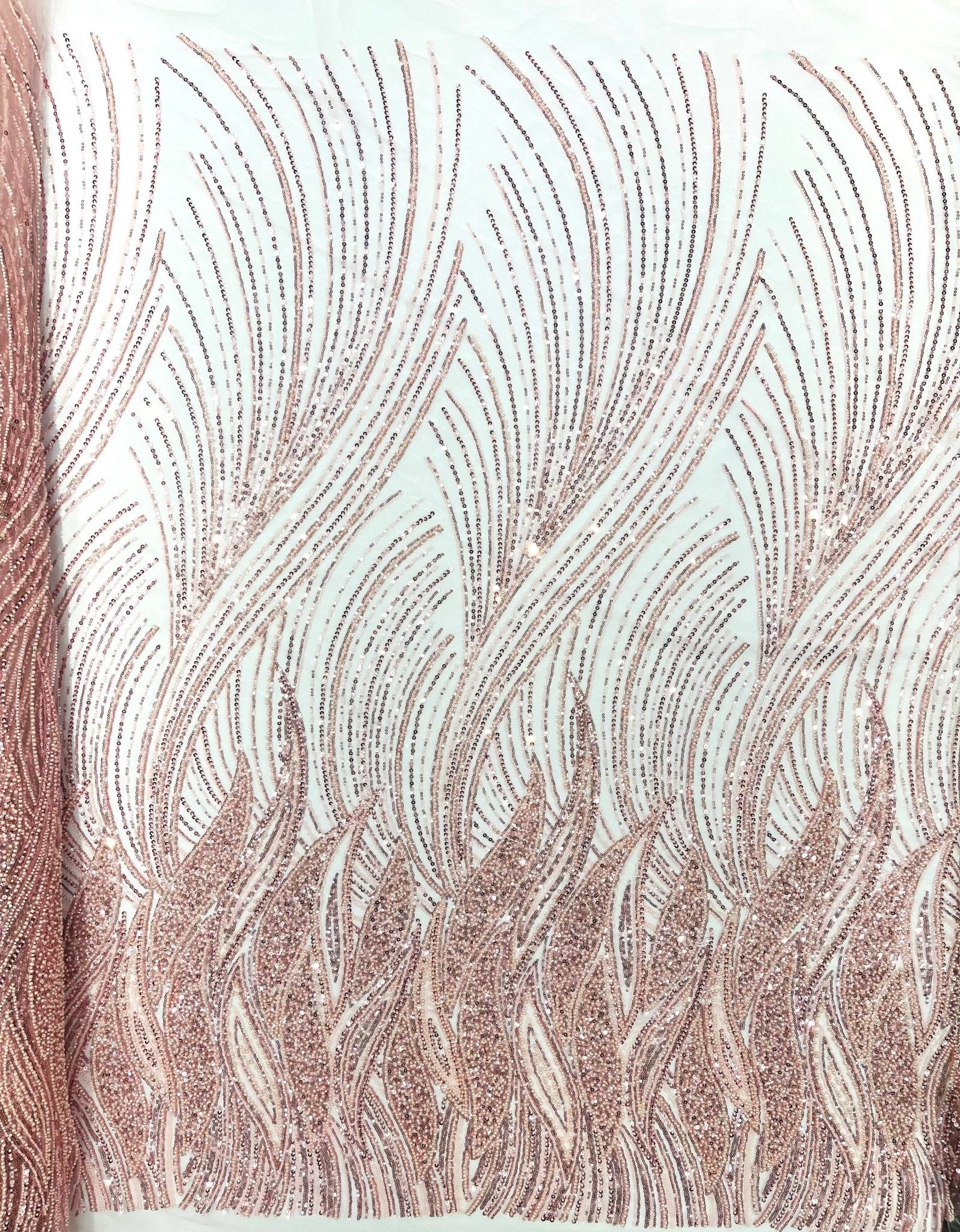 Flame Fashion Beaded Lace Fabric| Prom| Wedding| By The Yard. - New Creations Fabric & Foam Inc
