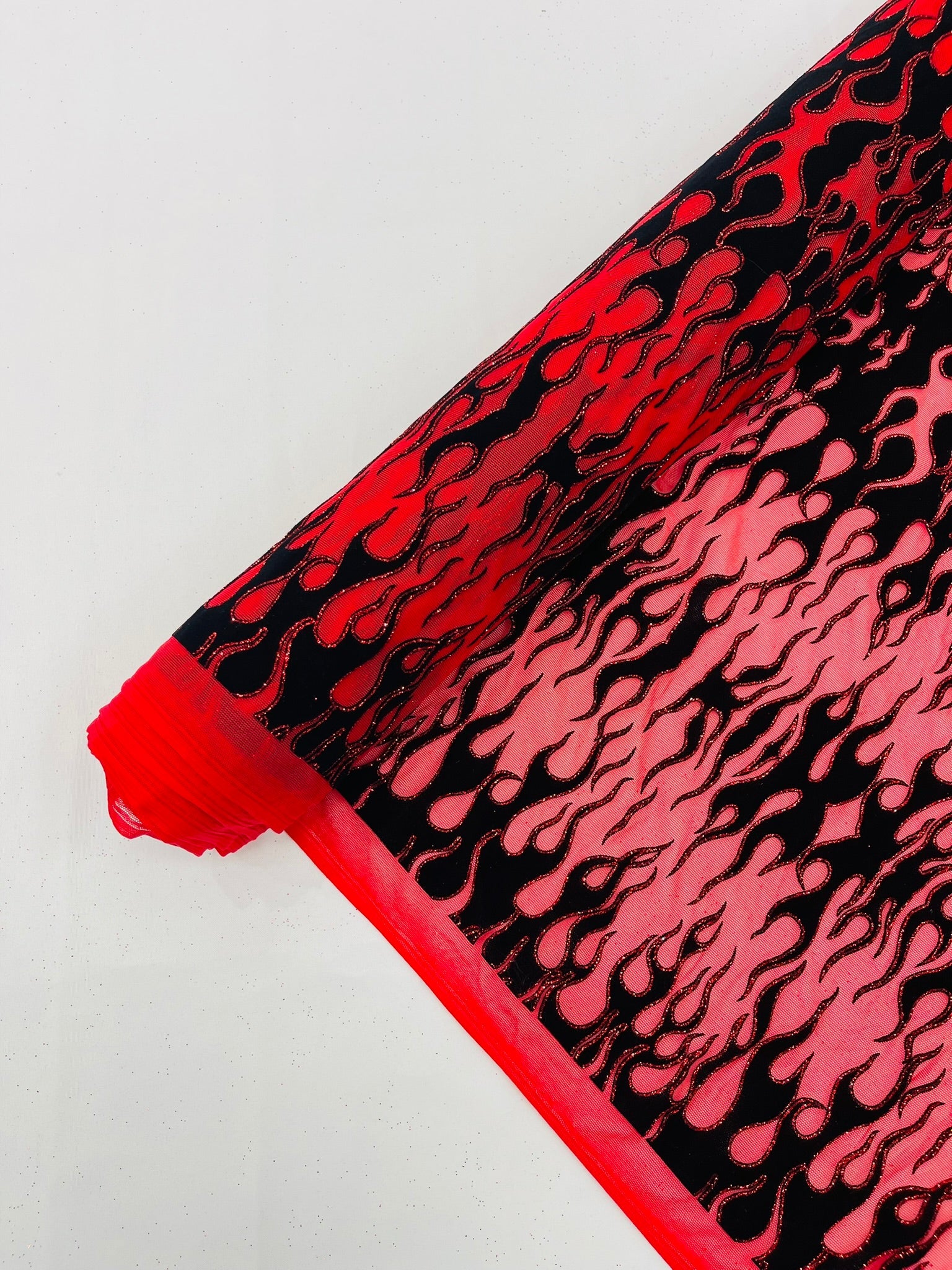Flocking Flame Power Mesh Fabric 58" Wide| New Creations Fabric & Foam Inc. - New Creations Fabric & Foam Inc