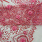 Floral 3D Palm Damask with Glitter in a Mesh Lace| New Creations Fabric & Foam Inc. - New Creations Fabric & Foam Inc