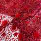 Floral 3D Palm Damask with Glitter in a Mesh Lace| New Creations Fabric & Foam Inc. - New Creations Fabric & Foam Inc
