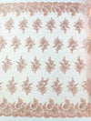 Floral corded embroider with sequins on a mesh lace fabric - prom - sold by the yard. - New Creations Fabric & Foam Inc