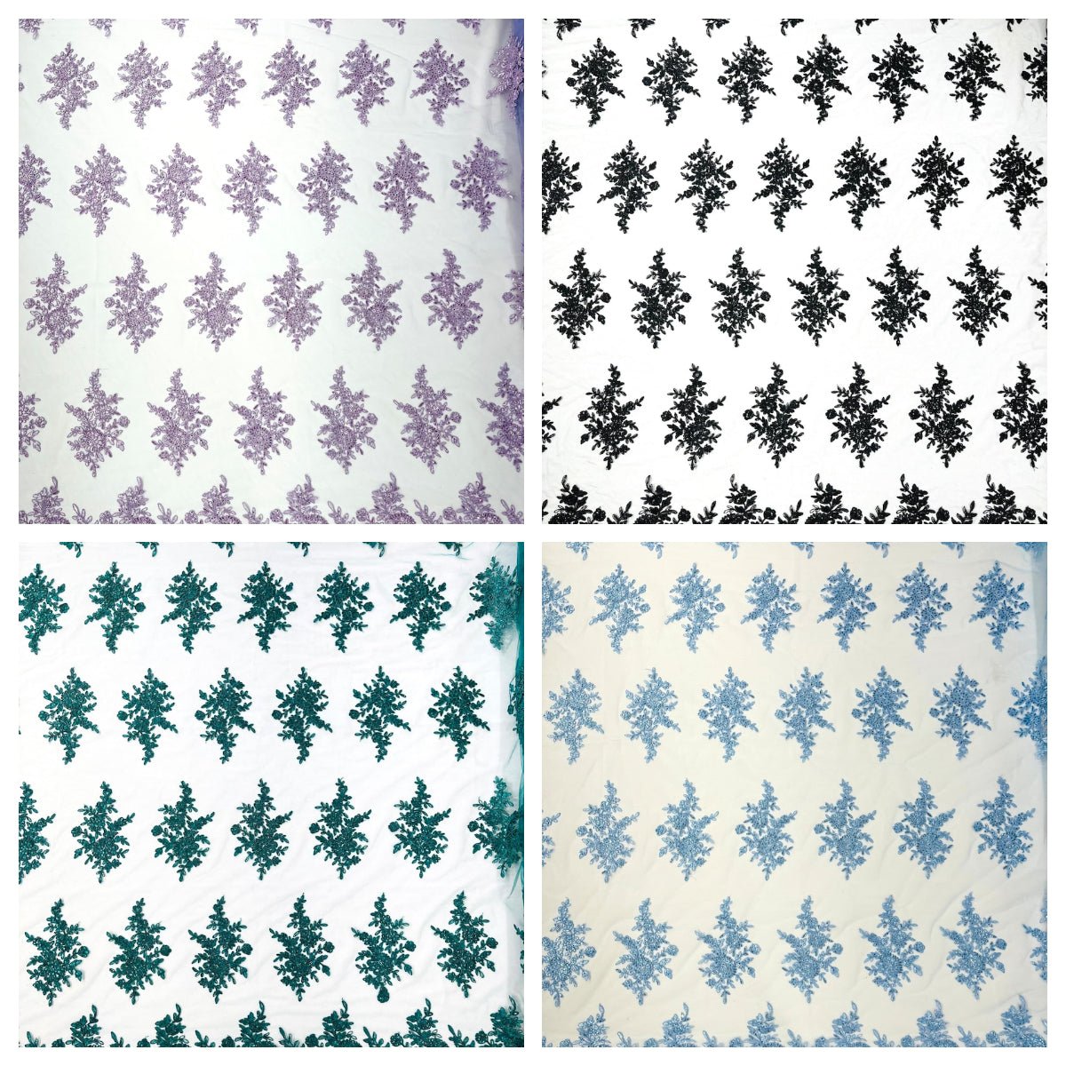 Floral corded embroider with sequins on a mesh lace fabric - prom - sold by the yard. - New Creations Fabric & Foam Inc