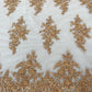 FLORAL DAMASK BEADED LACE ON MESH FABRIC (By The Yard) - New Creations Fabric & Foam Inc