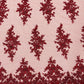FLORAL DAMASK BEADED LACE ON MESH FABRIC (By The Yard) - New Creations Fabric & Foam Inc