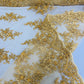 FLORAL DAMASK BEADED LACE ON MESH FABRIC (By The Yard) - New Creations Fabric & Foam Inc