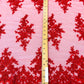 FLORAL DAMASK BEADED LACE ON MESH FABRIC (By The Yard) - New Creations Fabric & Foam Inc