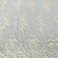 FLORAL DAMASK BEADED LACE ON MESH FABRIC (By The Yard) - New Creations Fabric & Foam Inc