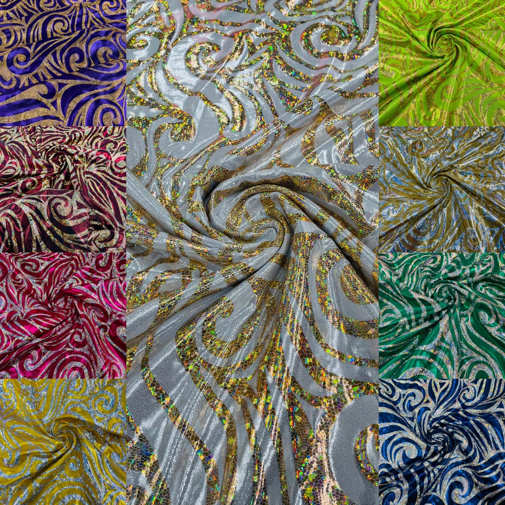 Foil flame spandex | New Creation Fabric & Foam - New Creations Fabric & Foam Inc