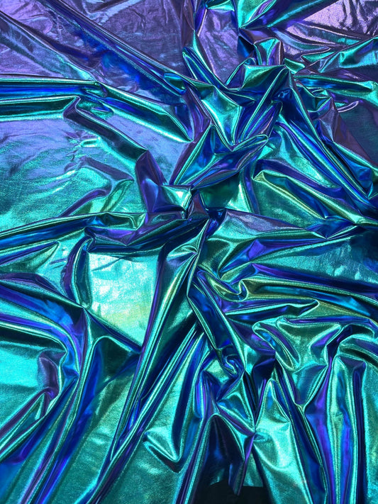 Foil Iridescent Spandex Fabric 2 way stretchy for DIY. - New Creations Fabric & Foam Inc