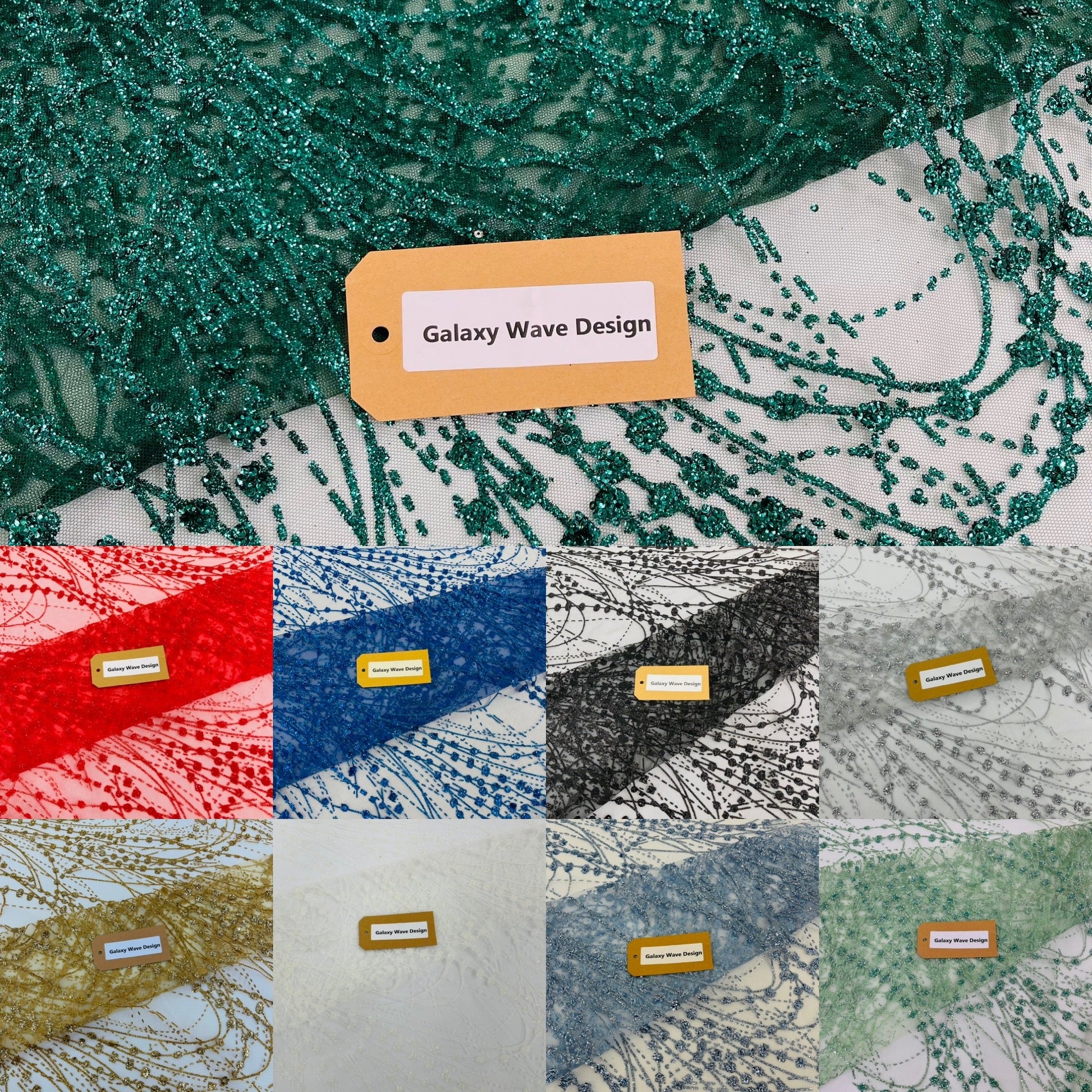 Galaxy Glitter Design On A Mesh Lace Fabric/Prom - New Creations Fabric & Foam Inc