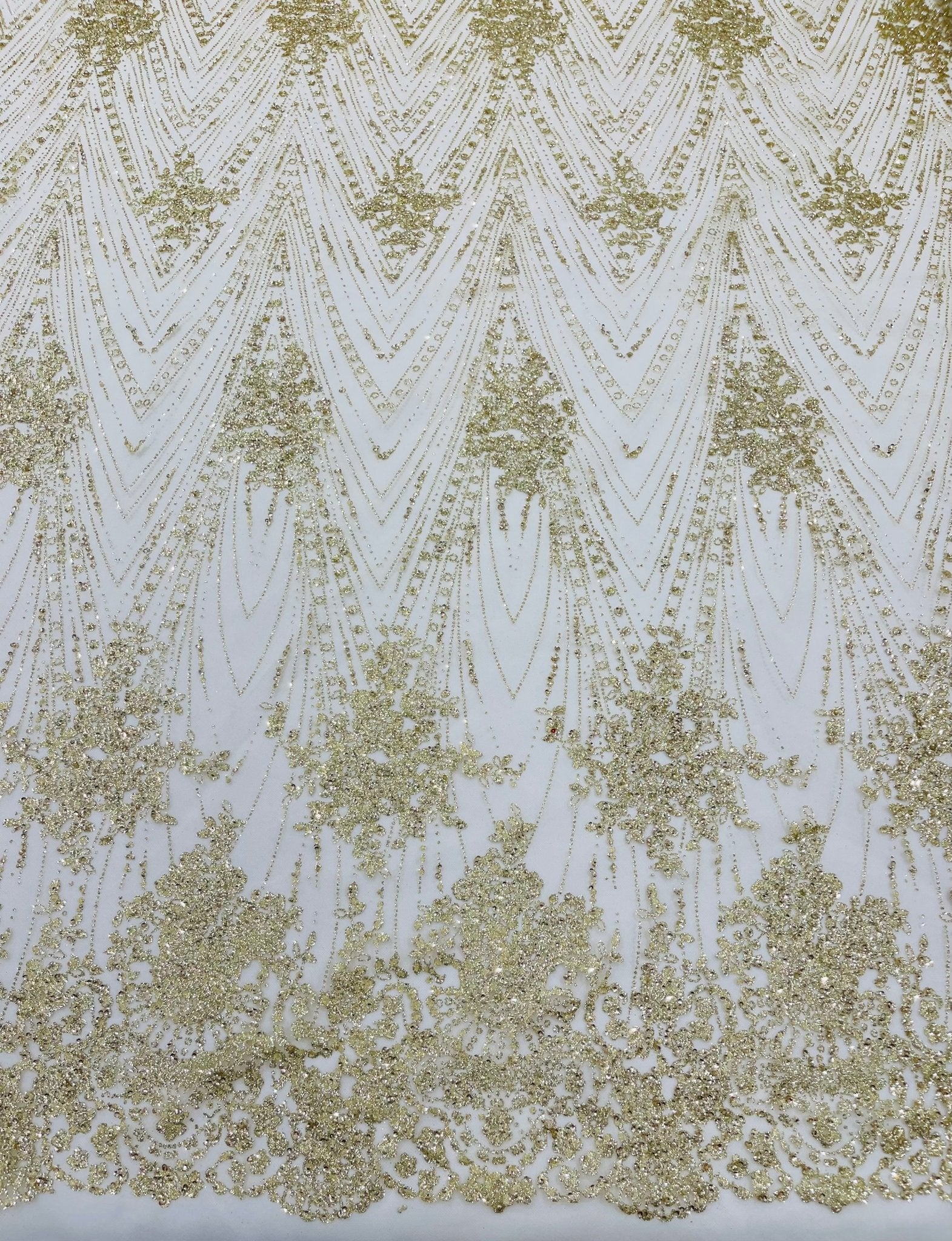 Geometric Damask Glitter Design On A Mesh Lace 54” Wide| New Creations Fabric & Foam Inc. - New Creations Fabric & Foam Inc