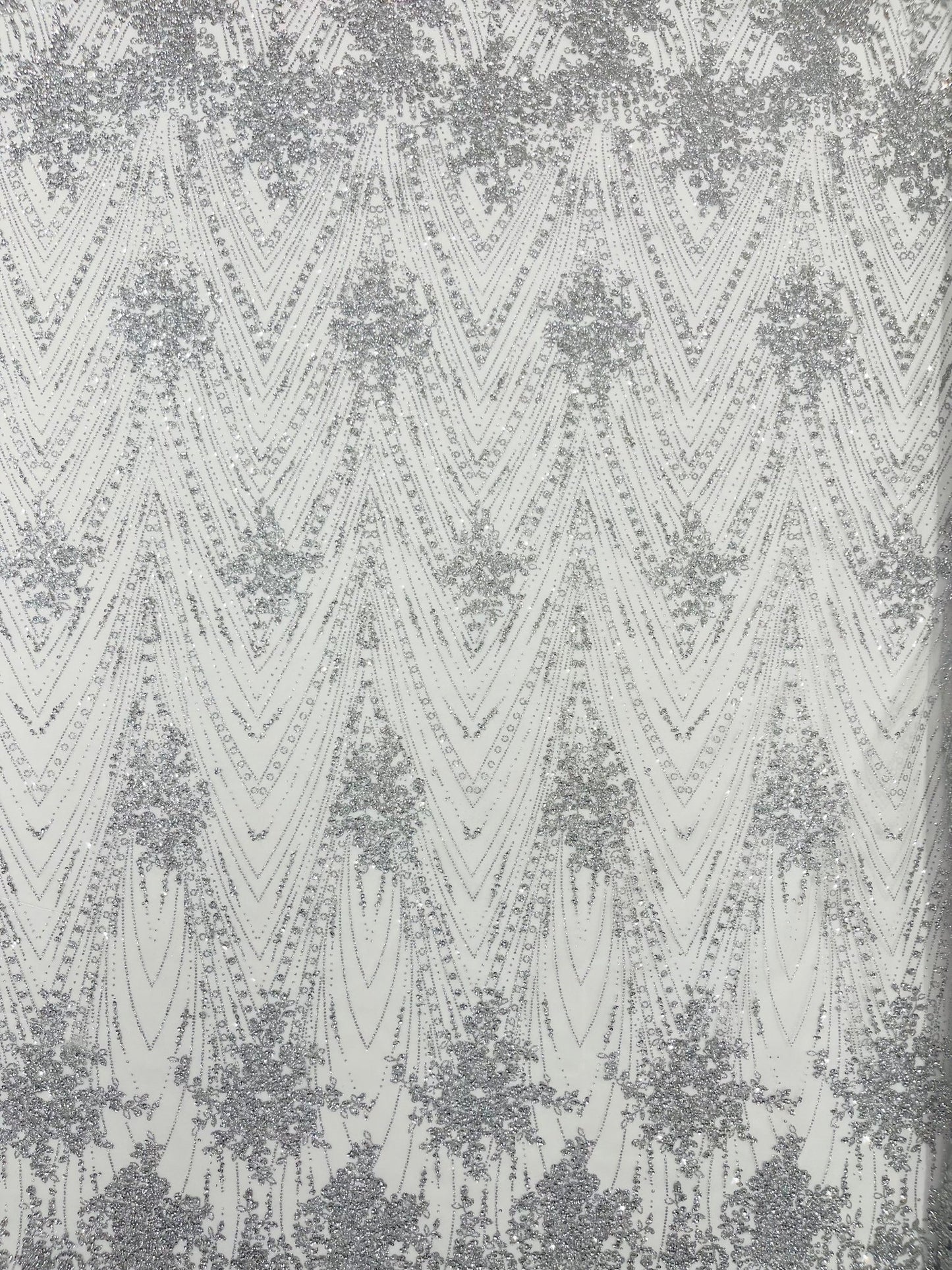 Geometric Damask Glitter Design On A Mesh Lace 54” Wide| New Creations Fabric & Foam Inc. - New Creations Fabric & Foam Inc