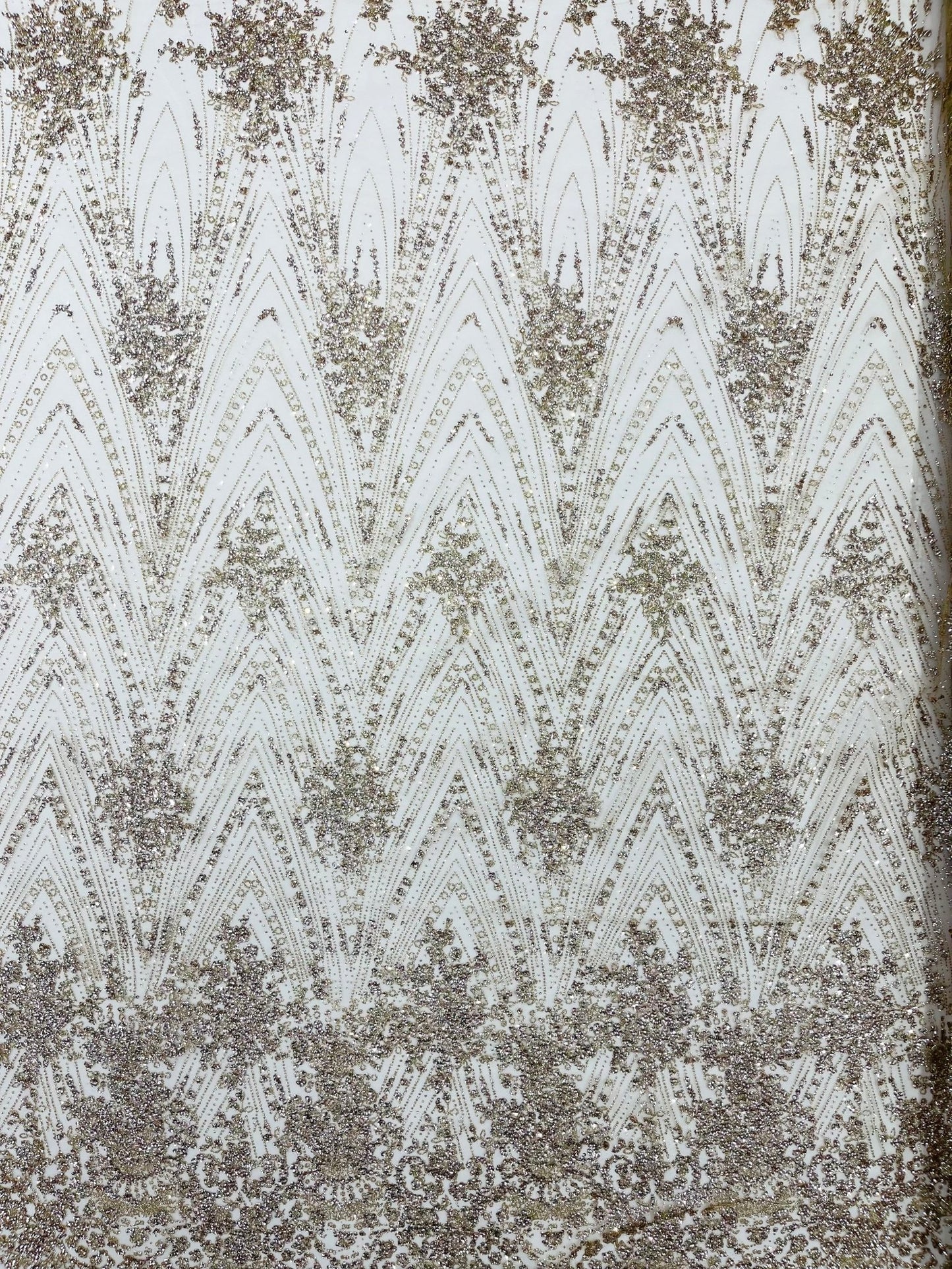 Geometric Damask Glitter Design On A Mesh Lace 54” Wide| New Creations Fabric & Foam Inc. - New Creations Fabric & Foam Inc