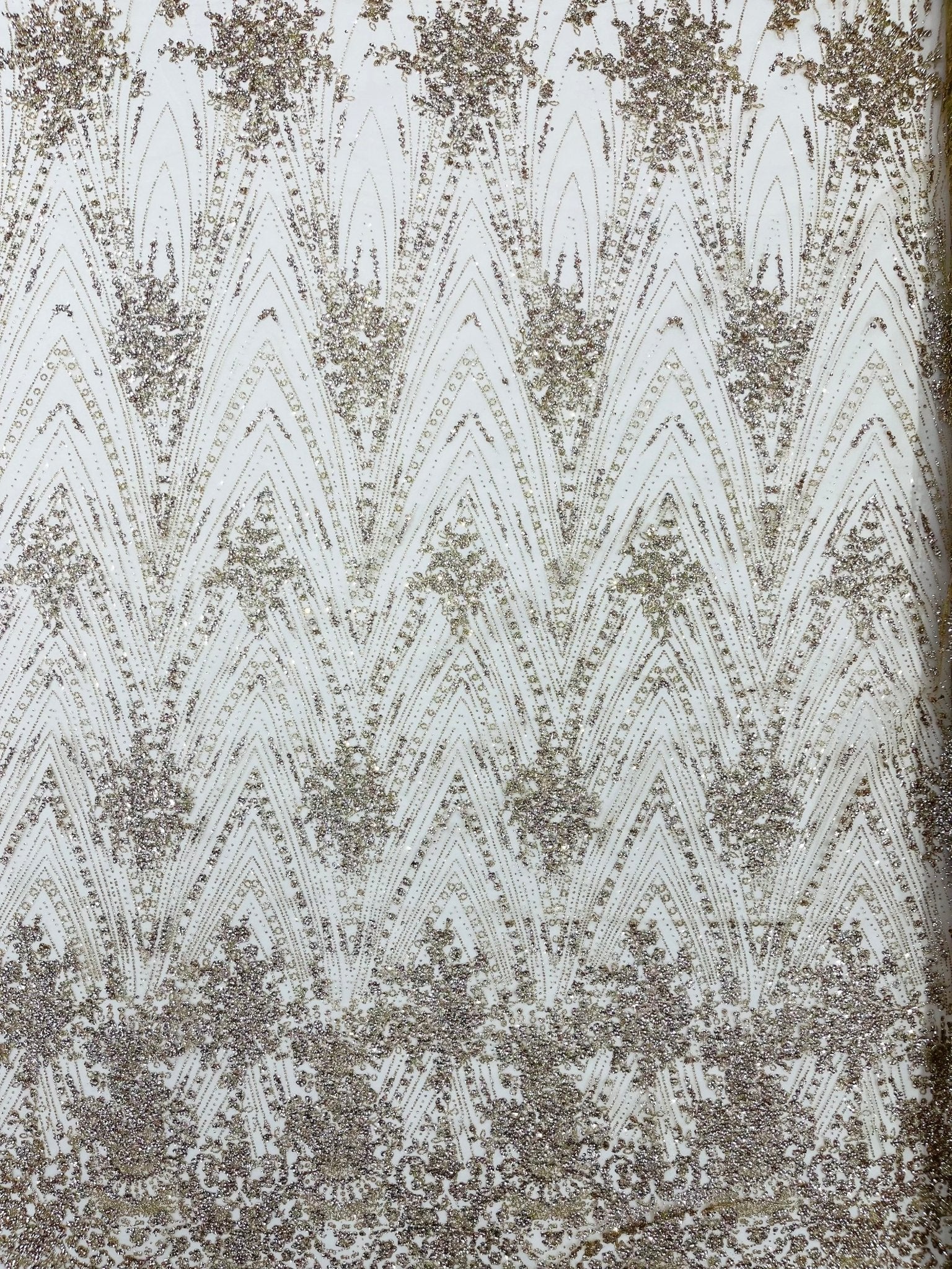 Geometric Damask Glitter Design On A Mesh Lace 54” Wide| New Creations Fabric & Foam Inc. - New Creations Fabric & Foam Inc