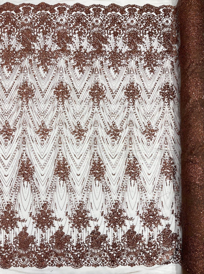 Geometric Damask Glitter Design On A Mesh Lace 54” Wide| New Creations Fabric & Foam Inc. - New Creations Fabric & Foam Inc