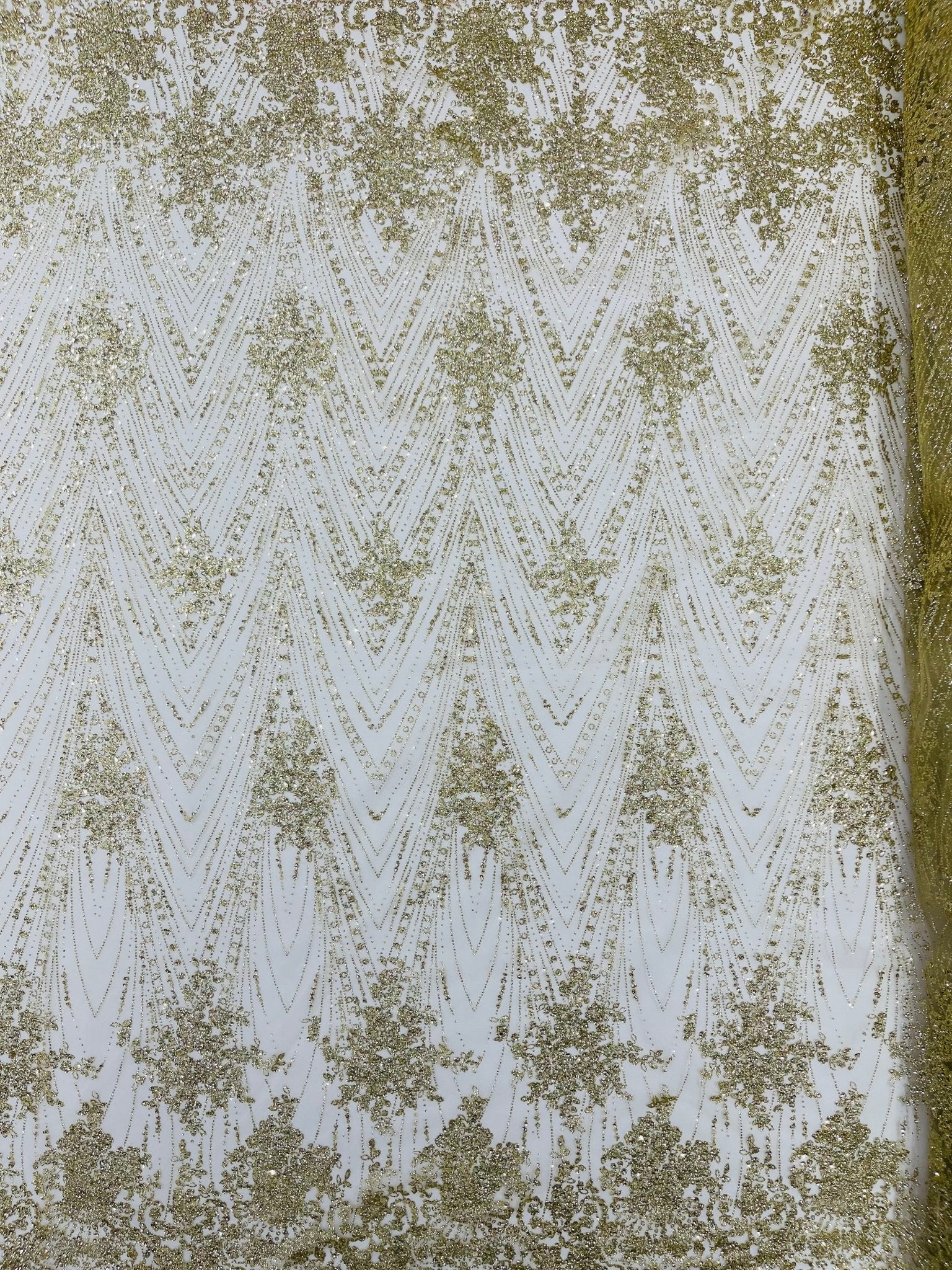 Geometric Damask Glitter Design On A Mesh Lace 54” Wide| New Creations Fabric & Foam Inc. - New Creations Fabric & Foam Inc