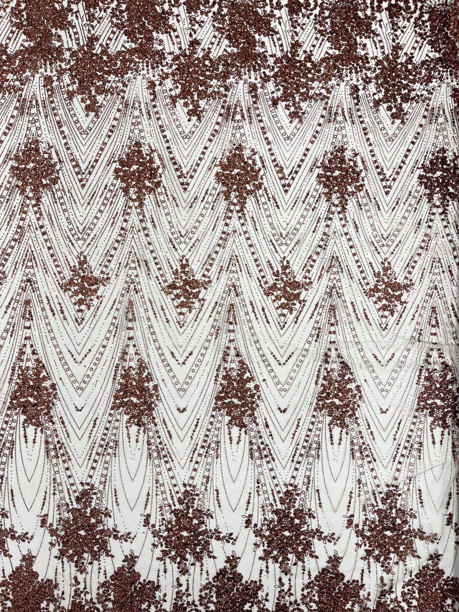 Geometric Damask Glitter Design On A Mesh Lace 54” Wide| New Creations Fabric & Foam Inc. - New Creations Fabric & Foam Inc