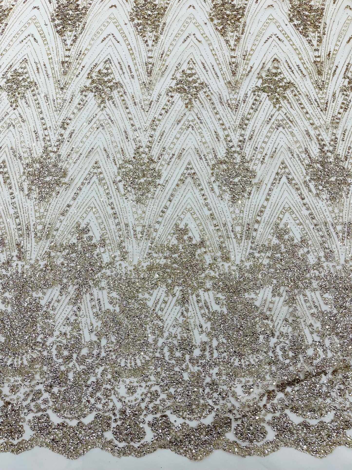 Geometric Damask Glitter Design On A Mesh Lace 54” Wide| New Creations Fabric & Foam Inc. - New Creations Fabric & Foam Inc
