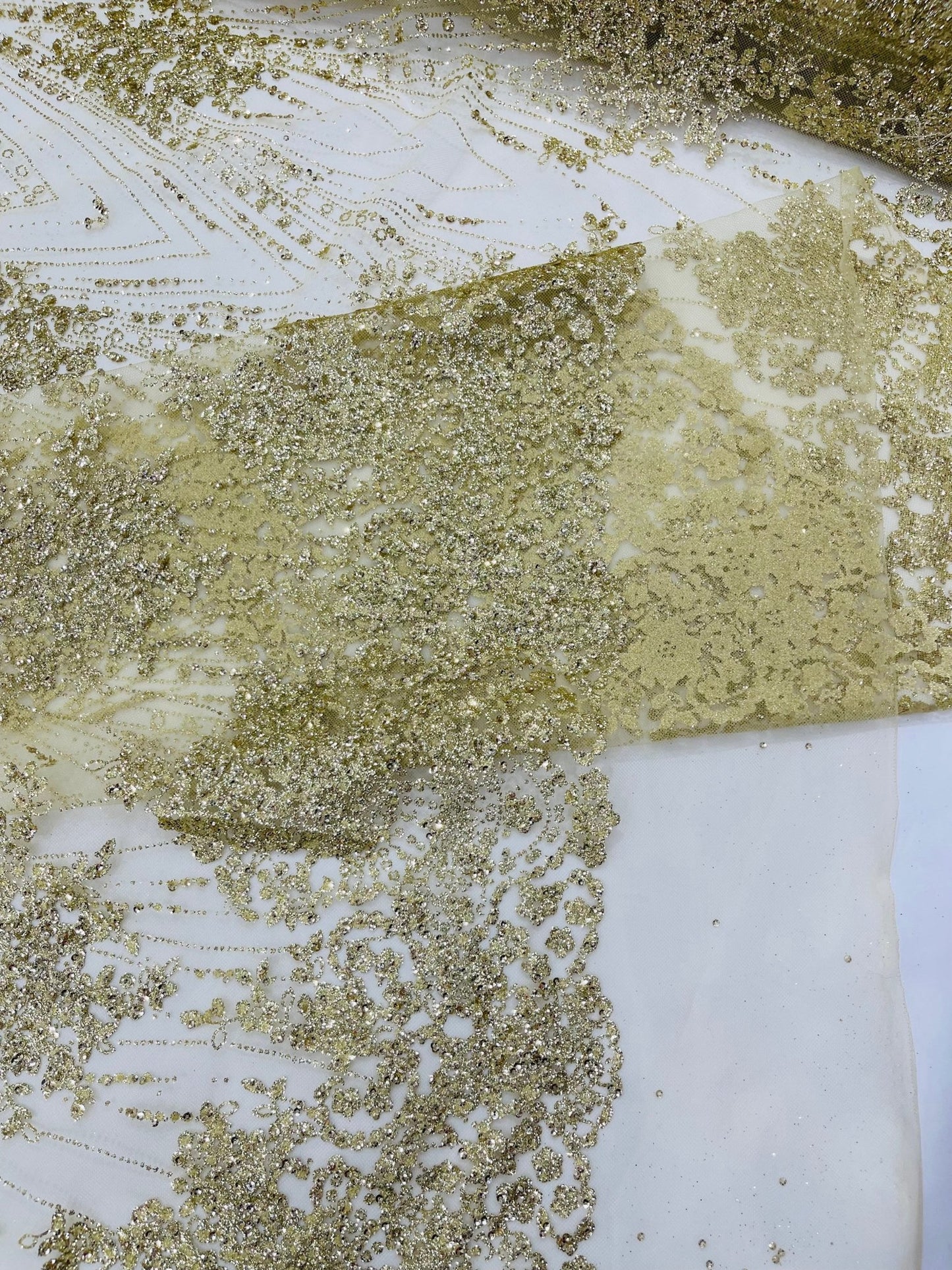 Geometric Damask Glitter Design On A Mesh Lace 54” Wide| New Creations Fabric & Foam Inc. - New Creations Fabric & Foam Inc