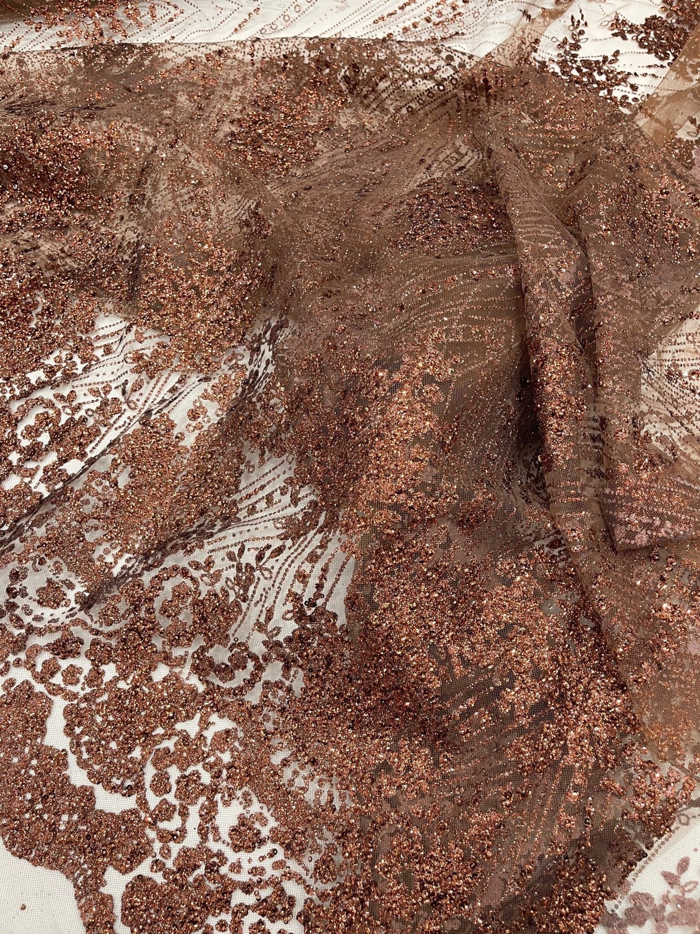 Geometric Damask Glitter Design On A Mesh Lace 54” Wide| New Creations Fabric & Foam Inc. - New Creations Fabric & Foam Inc