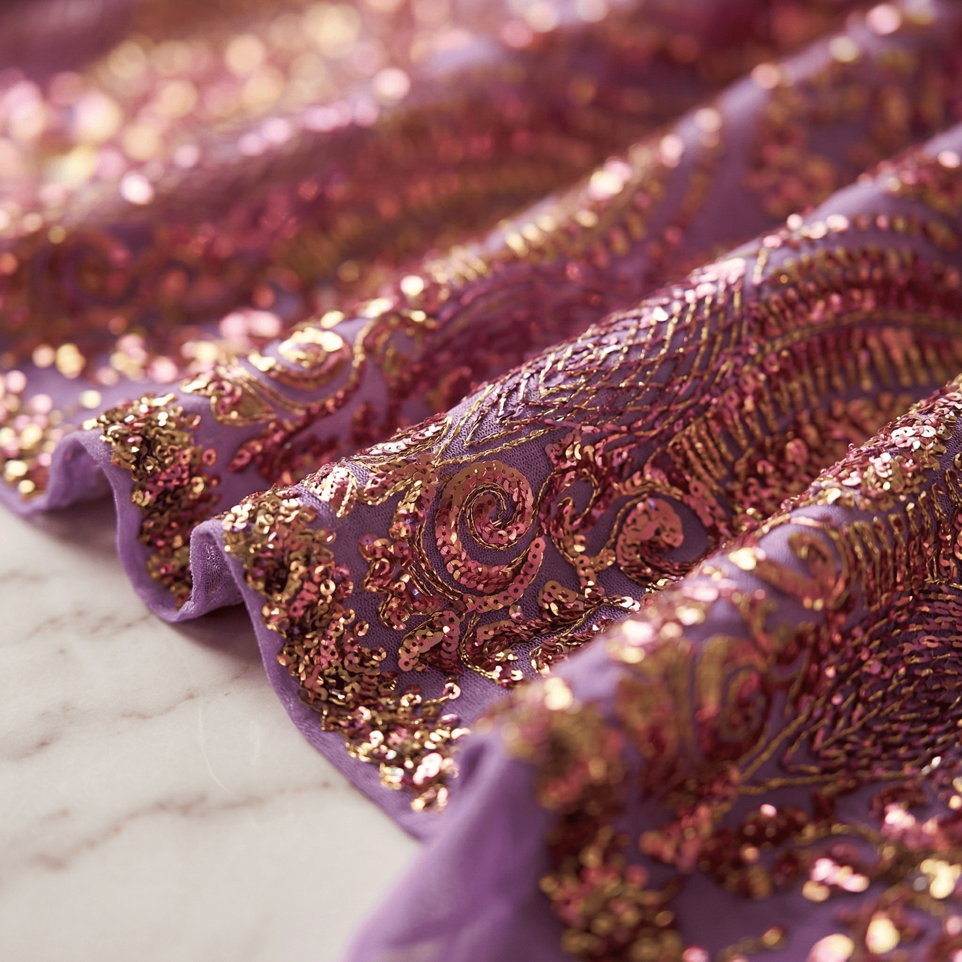 Geometric Diamond Sequin Stretch Mesh Fabric by the Yard 54” Wide – Iridescent 4 Way Stretch Sequin Fabric for Prom Dresses, Gowns & Costumes - New Creations Fabric & Foam Inc