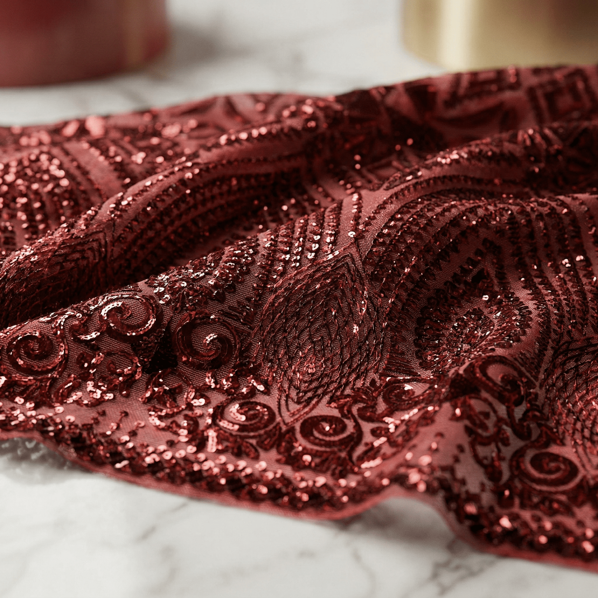 Geometric Diamond Sequin Stretch Mesh Fabric by the Yard 54” Wide – Iridescent 4 Way Stretch Sequin Fabric for Prom Dresses, Gowns & Costumes - New Creations Fabric & Foam Inc