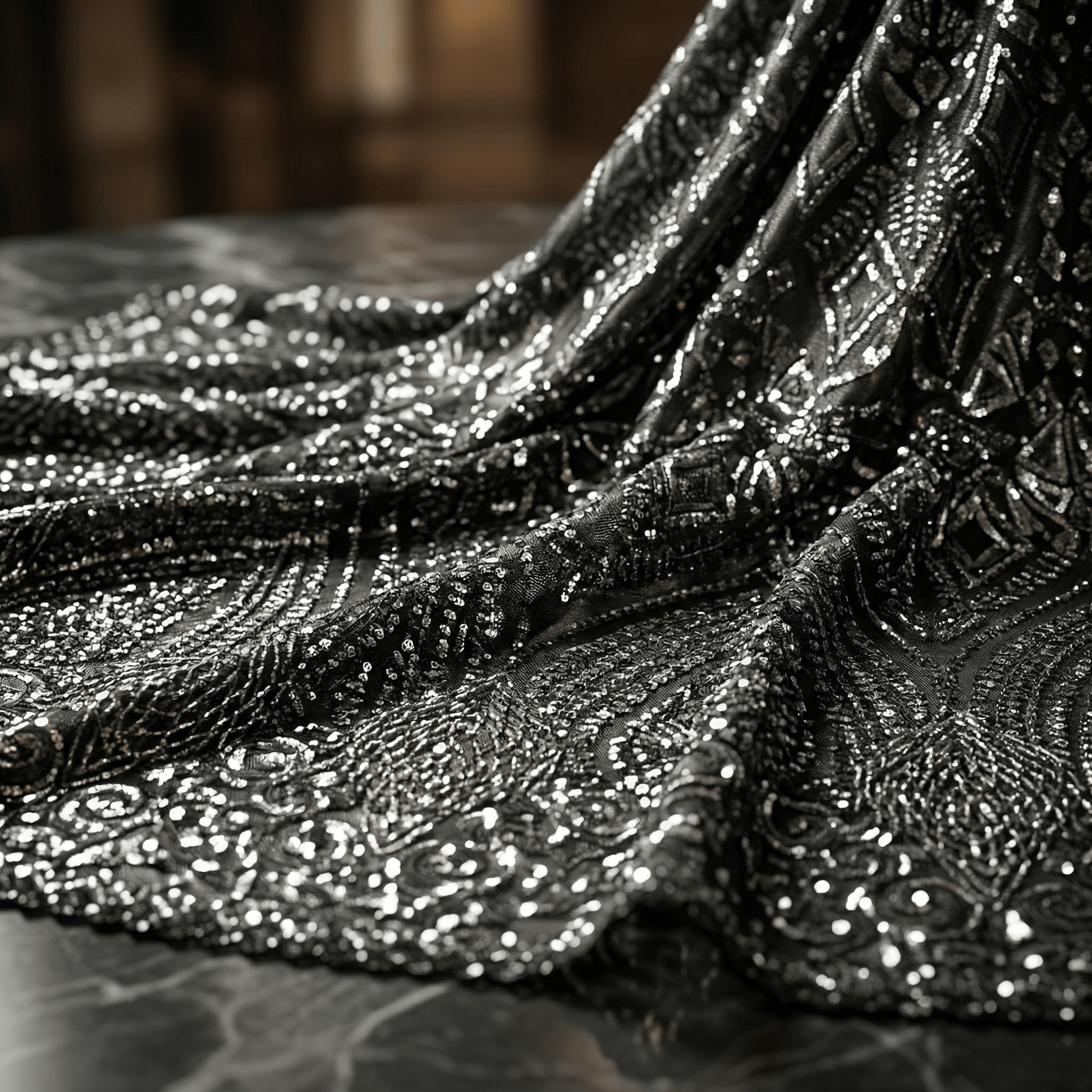 Geometric Diamond Sequin Stretch Mesh Fabric by the Yard 54” Wide – Iridescent 4 Way Stretch Sequin Fabric for Prom Dresses, Gowns & Costumes - New Creations Fabric & Foam Inc