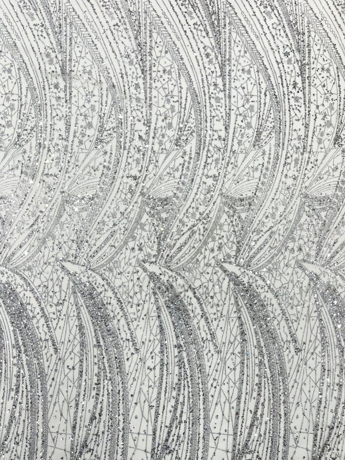 Geometric Fashion Glitter Design On A Mesh Lace Fabric| 58" Wide| Prom Dresses. - New Creations Fabric & Foam Inc