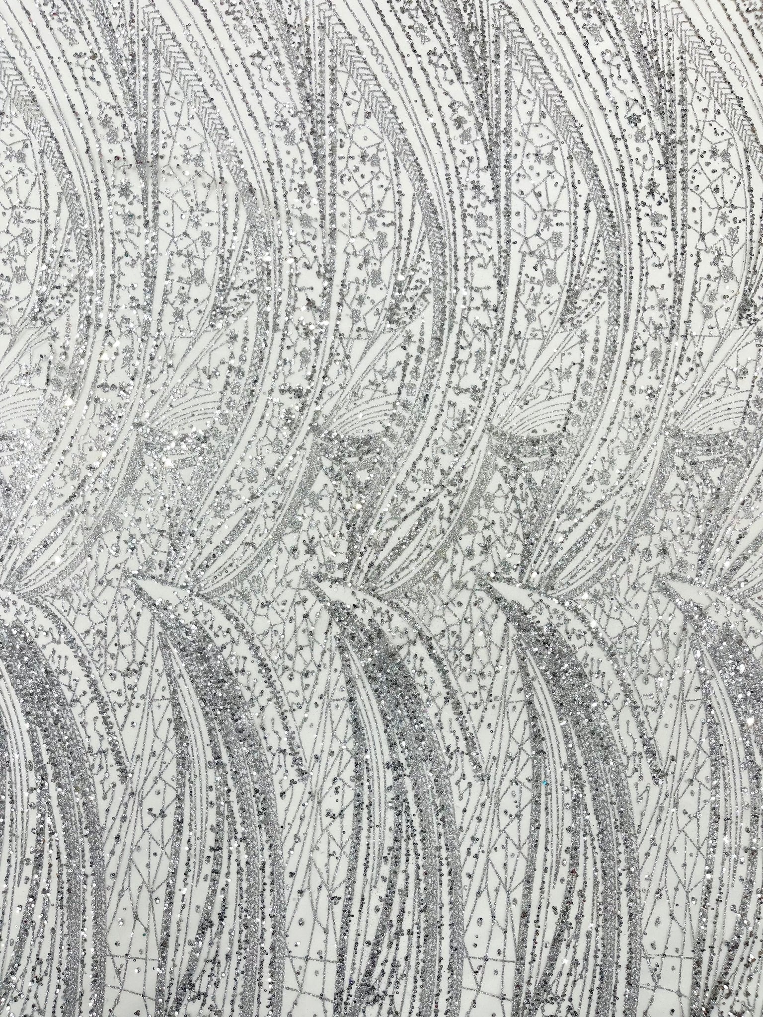 Geometric Fashion Glitter Design On A Mesh Lace Fabric| 58" Wide| Prom Dresses. - New Creations Fabric & Foam Inc