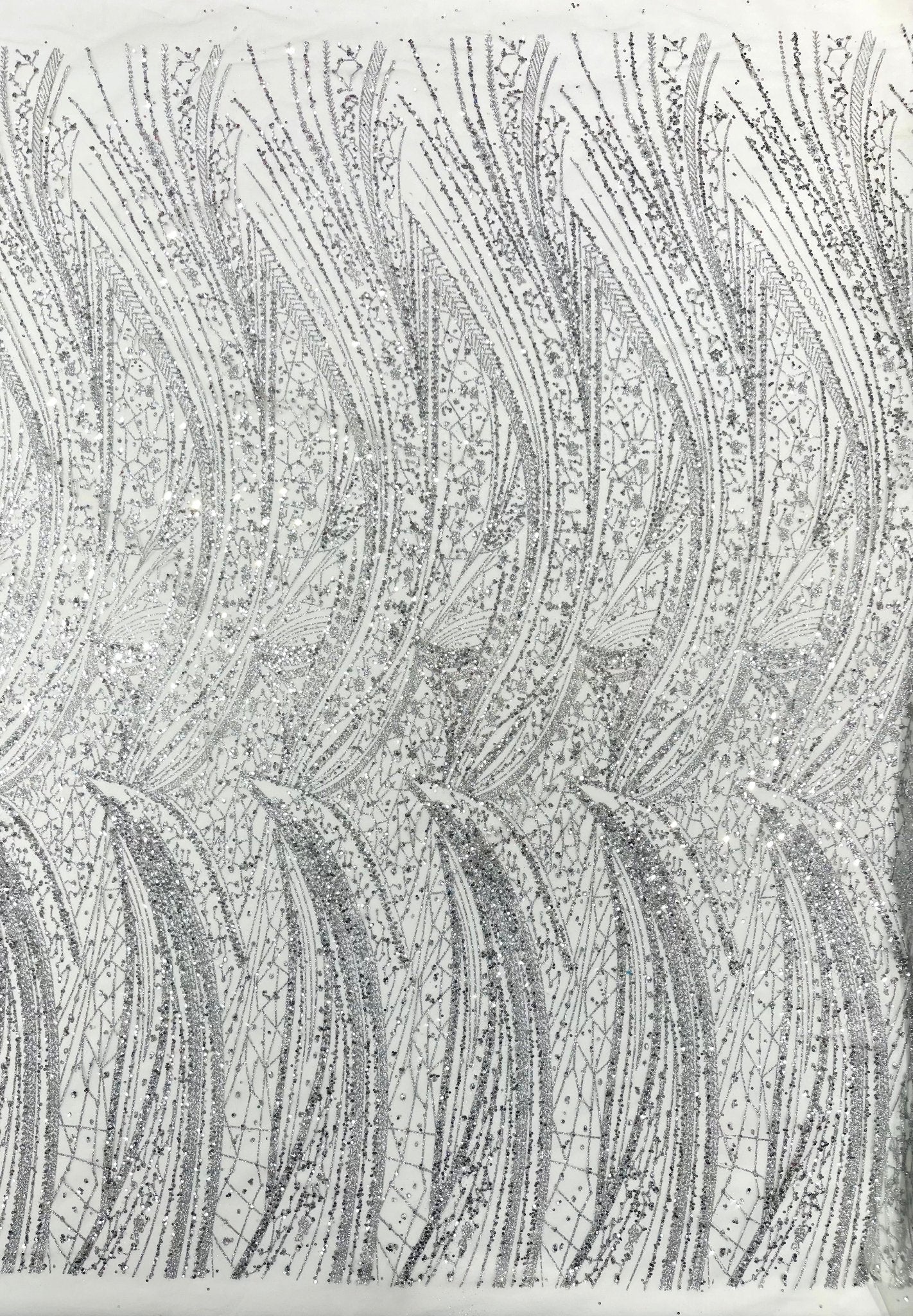 Geometric Fashion Glitter Design On A Mesh Lace Fabric| 58" Wide| Prom Dresses. - New Creations Fabric & Foam Inc