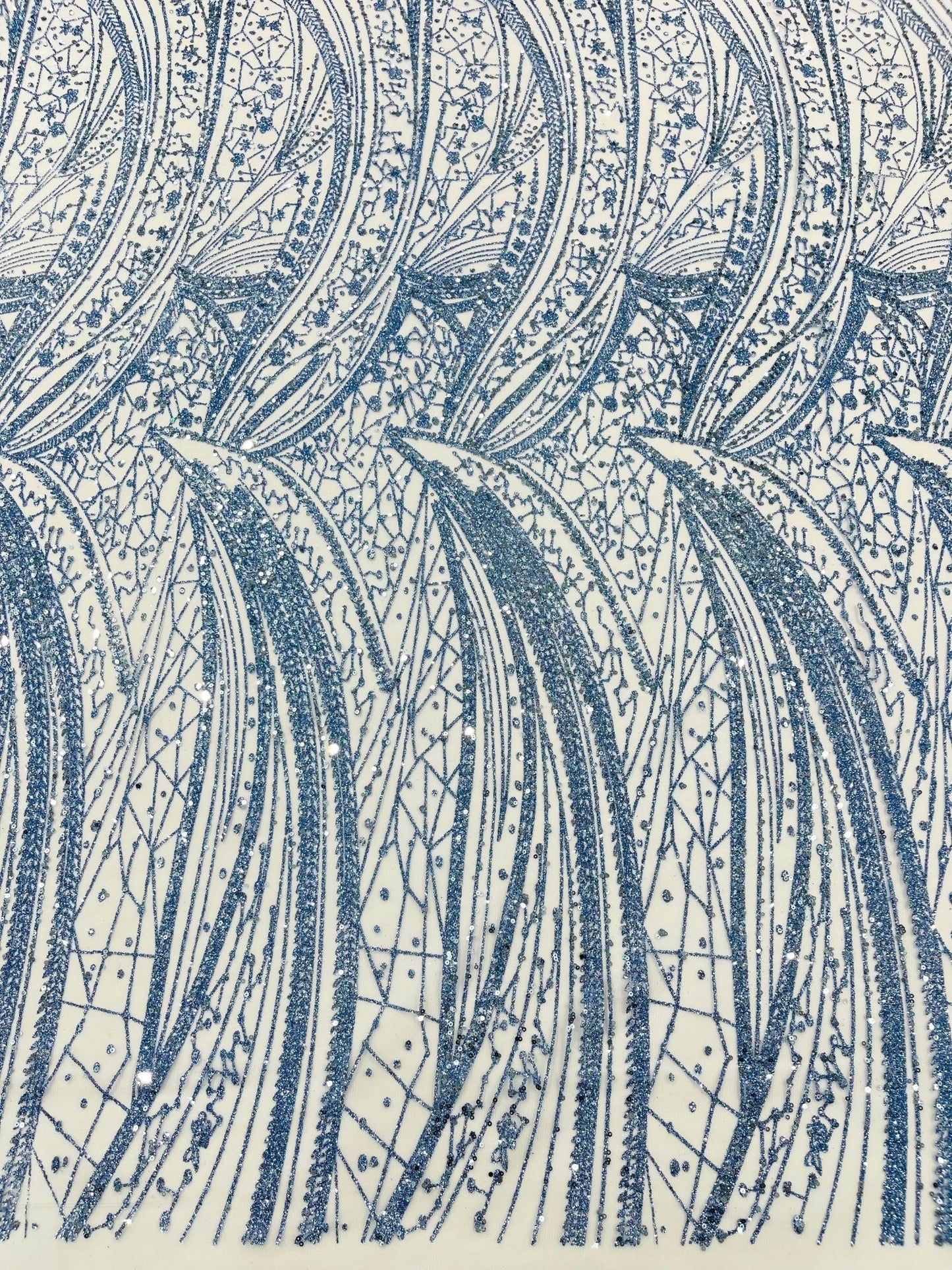 Geometric Fashion Glitter Design On A Mesh Lace Fabric| 58" Wide| Prom Dresses. - New Creations Fabric & Foam Inc