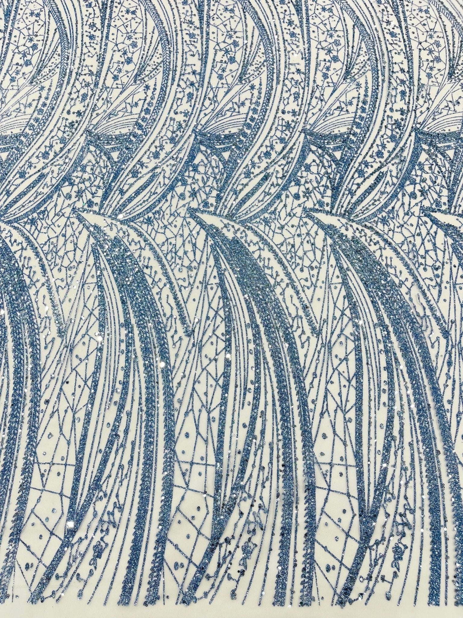 Geometric Fashion Glitter Design On A Mesh Lace Fabric| 58" Wide| Prom Dresses. - New Creations Fabric & Foam Inc