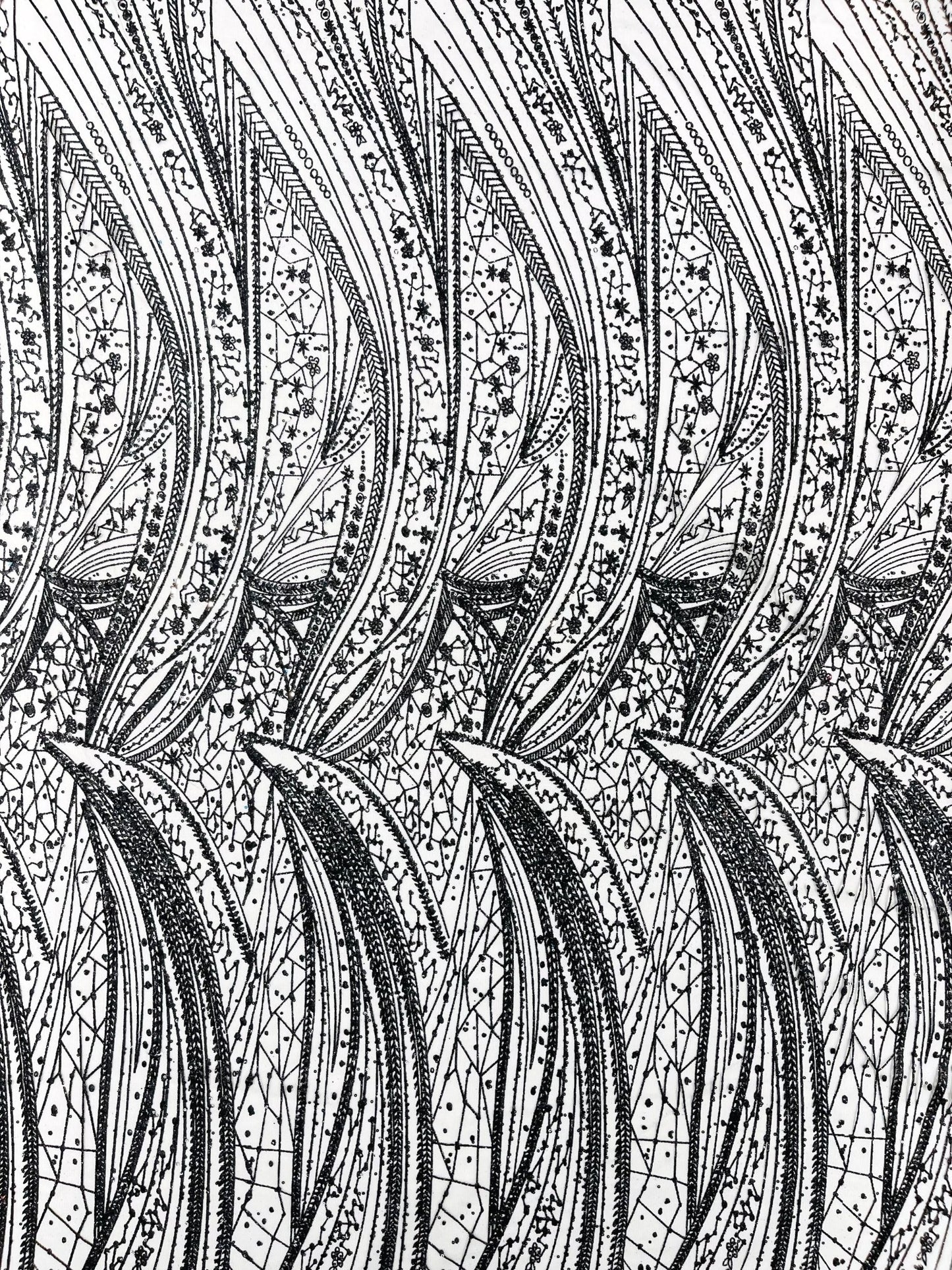 Geometric Fashion Glitter Design On A Mesh Lace Fabric| 58" Wide| Prom Dresses. - New Creations Fabric & Foam Inc